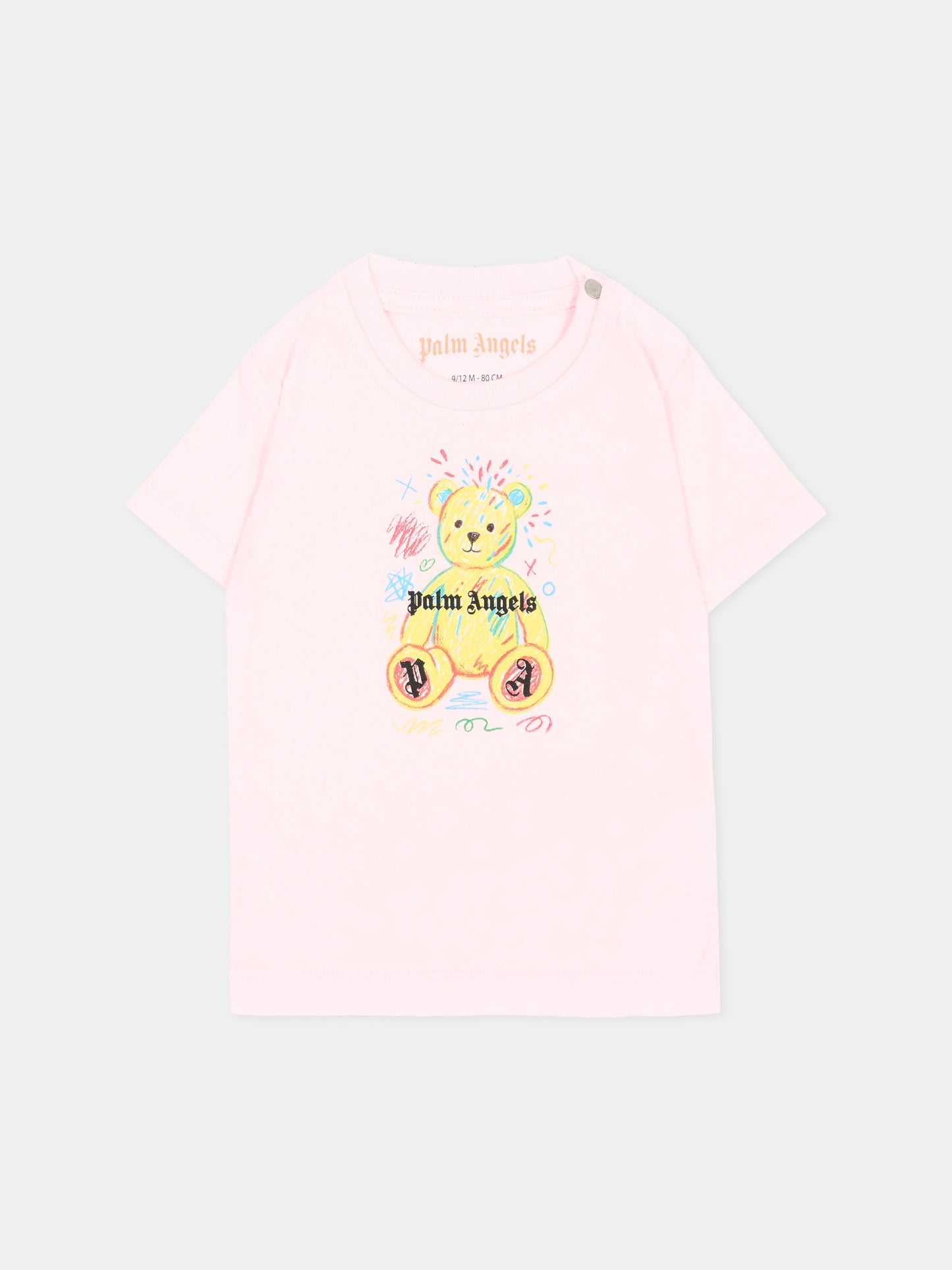 T-shirt rosa per neonata con teddy bear,Palm Angels,F6PANGTH195 042