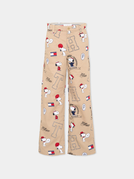 Pantalone beige per bambino stampato,Tommy Hilfiger Junior,KB0KB10669 0F8