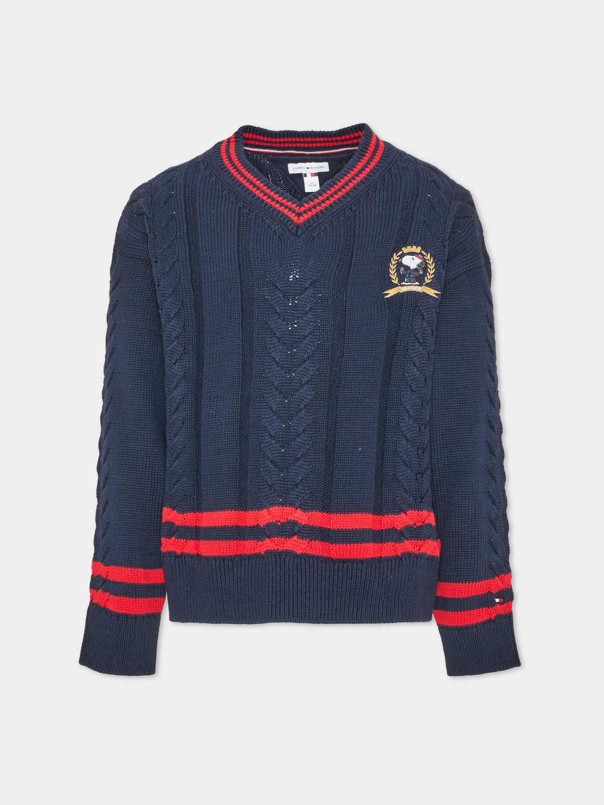 Maglione blu per bambino con trecce,Tommy Hilfiger Junior,KS0KS00763 C1G