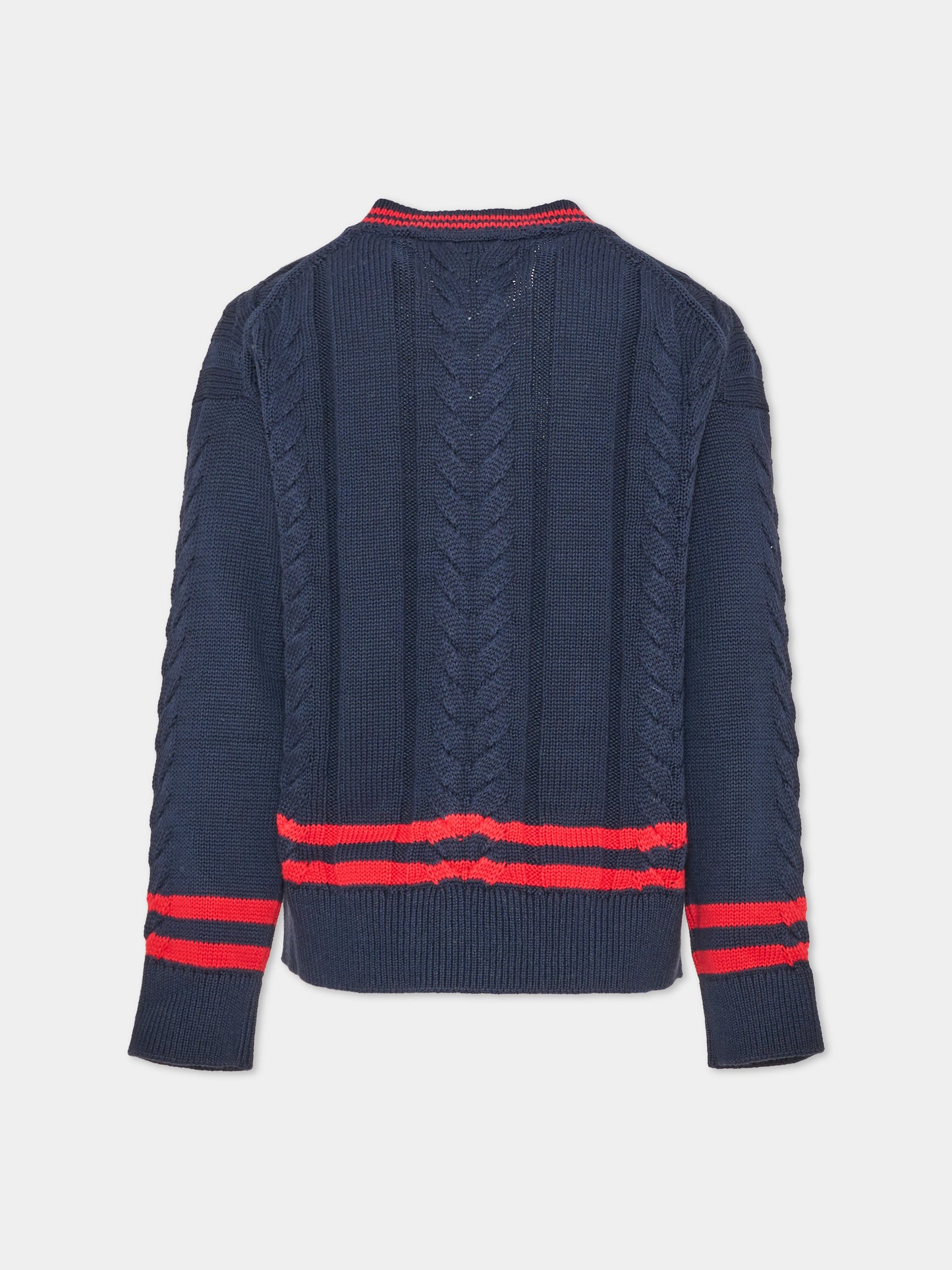 Maglione blu per bambino con trecce,Tommy Hilfiger Junior,KS0KS00763 C1G