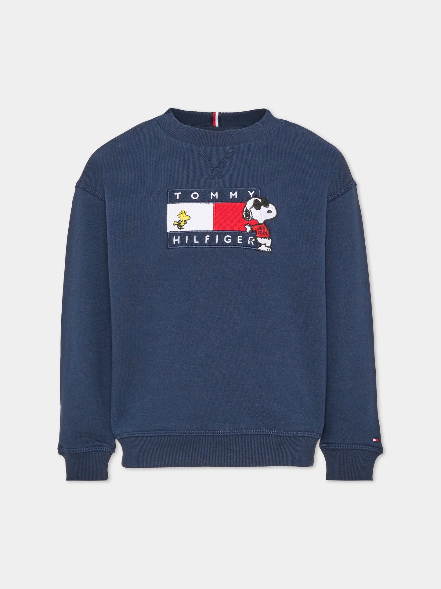 Felpa girocollo blu per bambini con logo,Tommy Hilfiger Junior,KS0KS00764 C1G