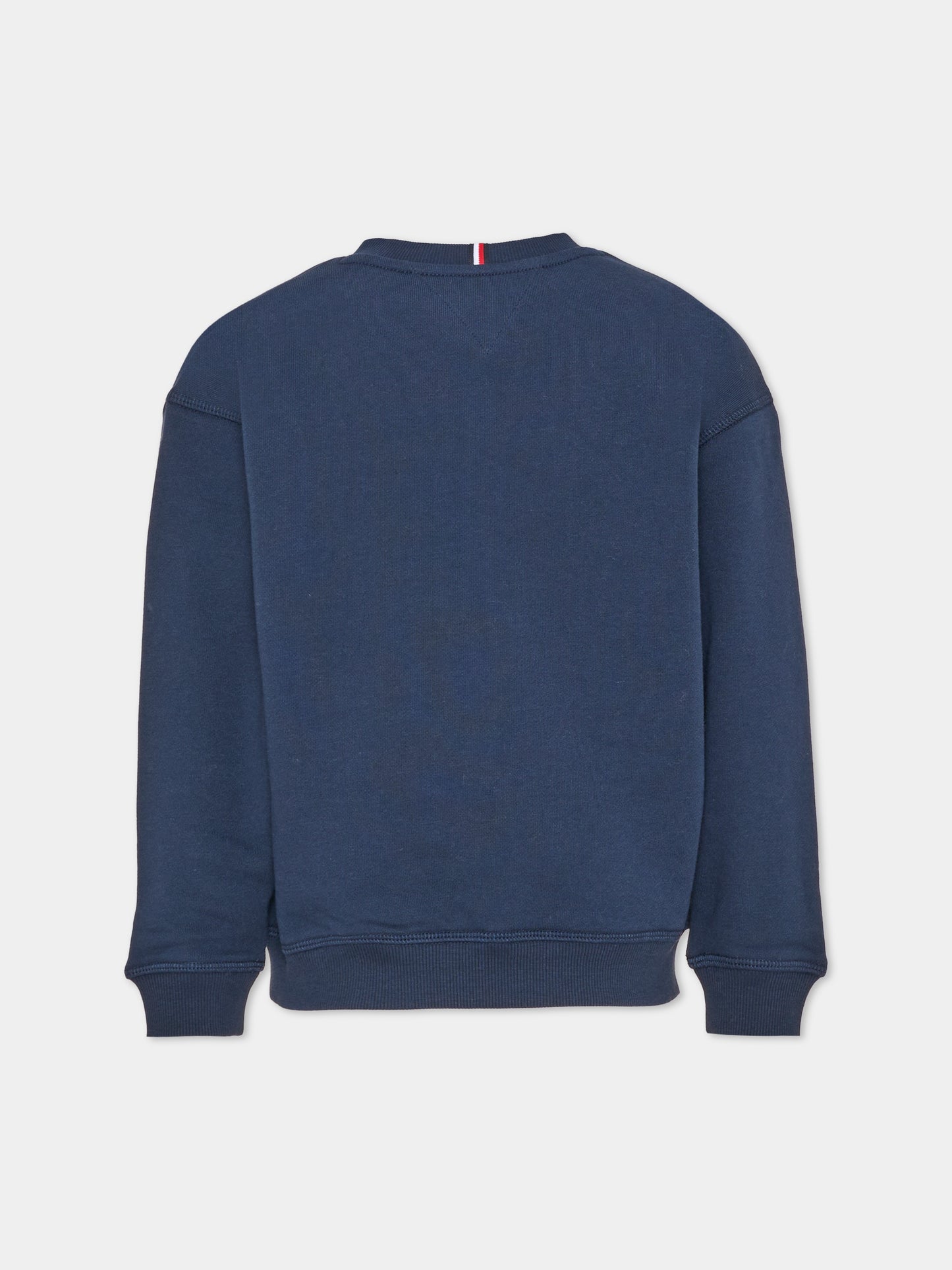 Felpa girocollo blu per bambini con logo,Tommy Hilfiger Junior,KS0KS00764 C1G