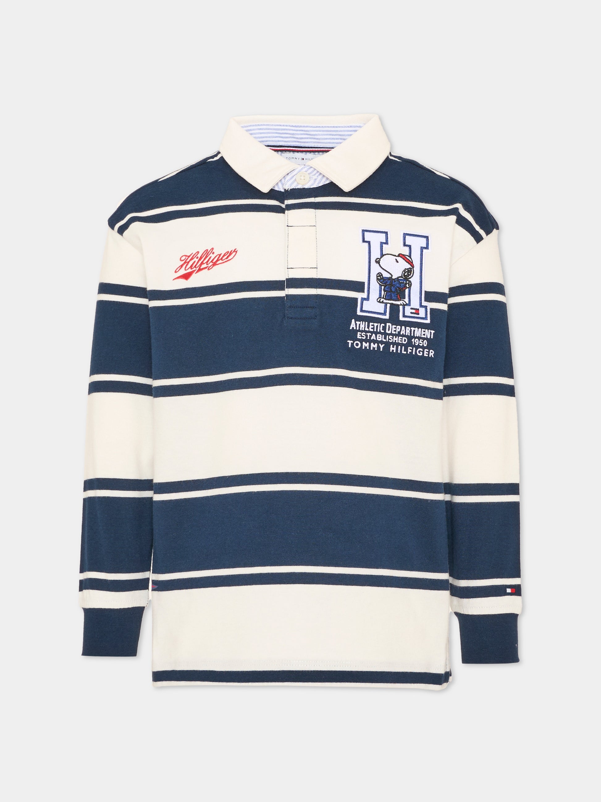 Polo a manica lunga blu per bambino a righe,Tommy Hilfiger Junior,KS0KS00768 0BA
