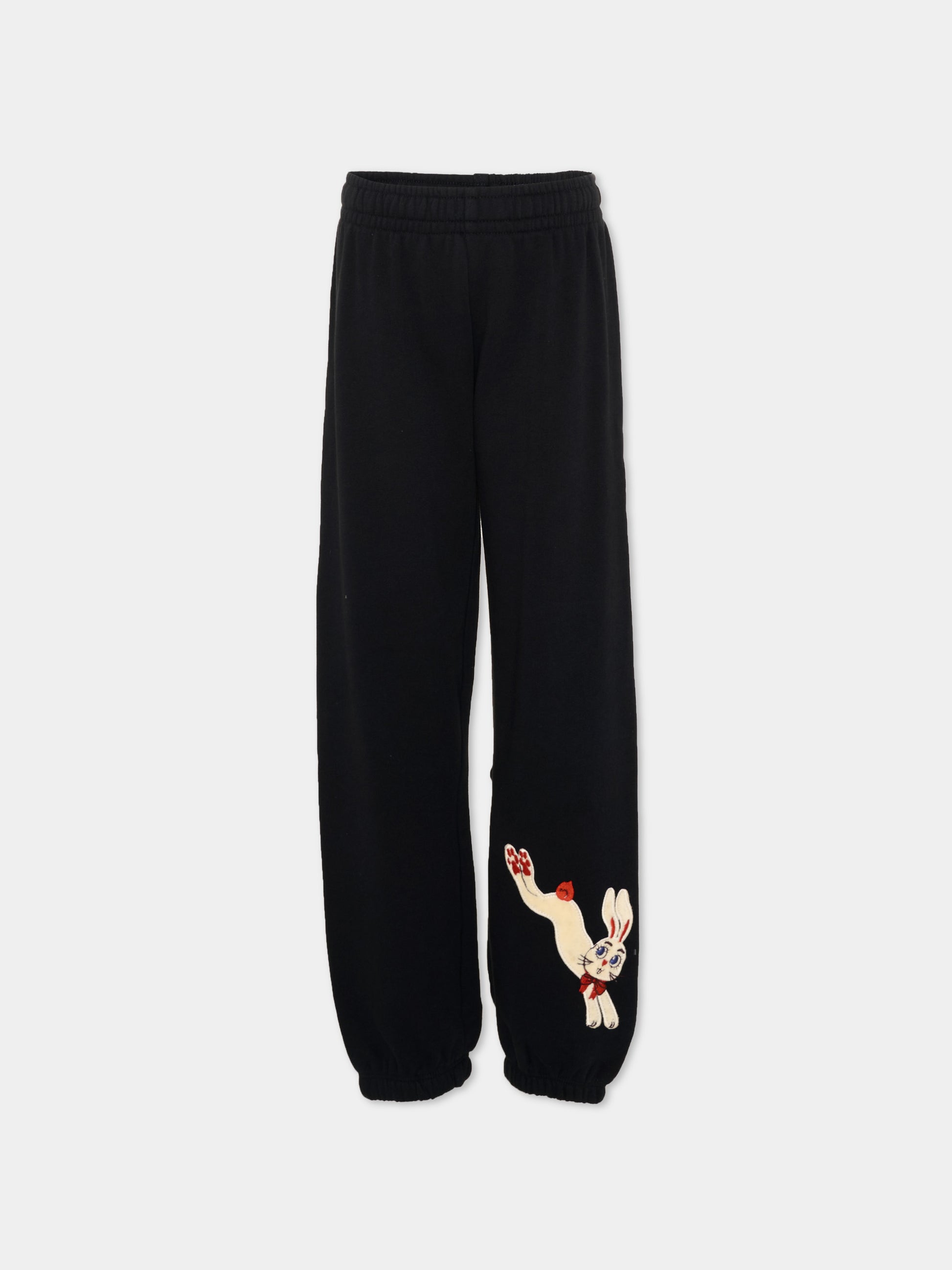 Pantalone nero per bambini con coniglio,Mini Rodini,2673012099