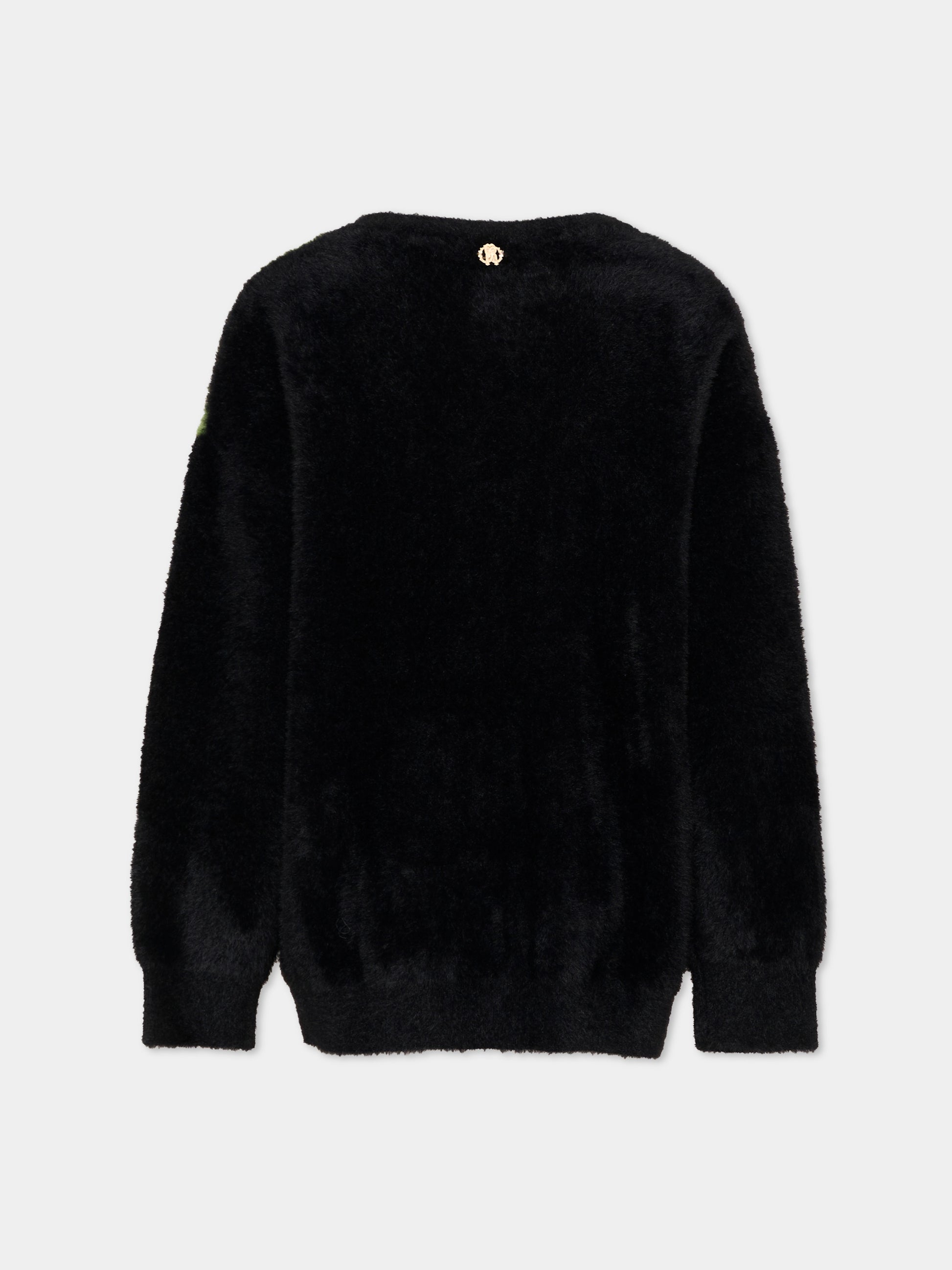 Maglione nero per bambina con leopardo,Roberto Cavalli Kids,CGA26144MA BLACK