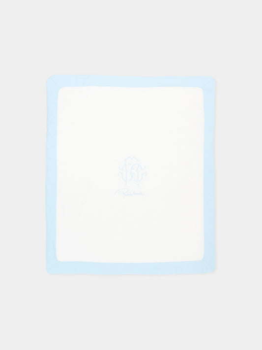 Coperta celeste per neonato con logo,Roberto Cavalli Kids,CLA26050CE SKYRIDE/A.