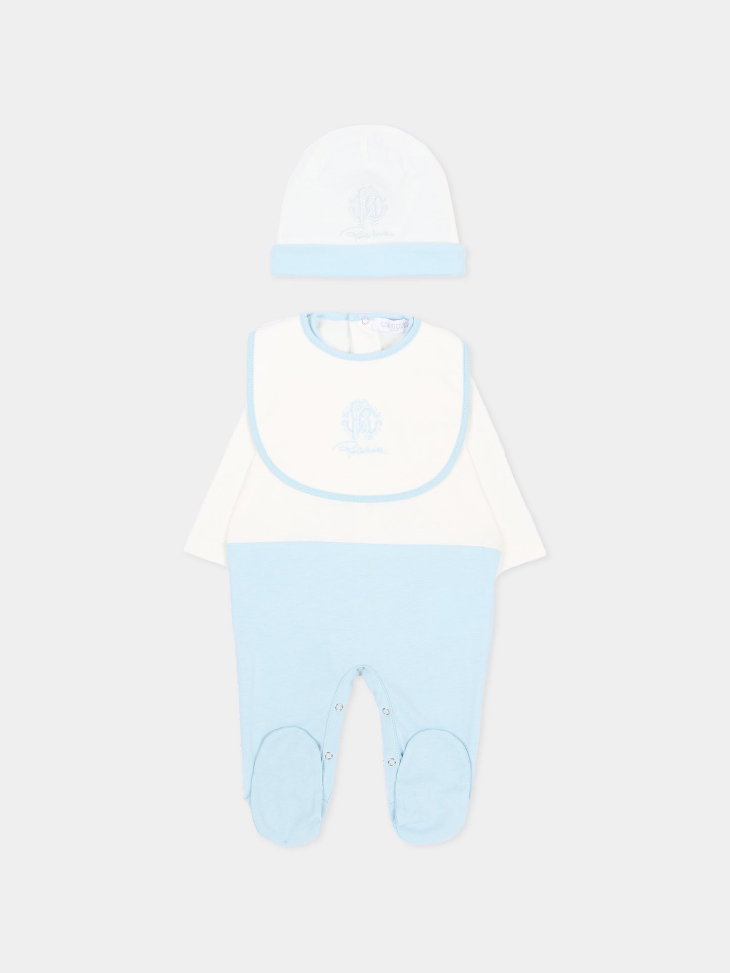 Set tutina celeste per neonato con logo,Roberto Cavalli Kids,CLA26051TU SKYRIDE/A.