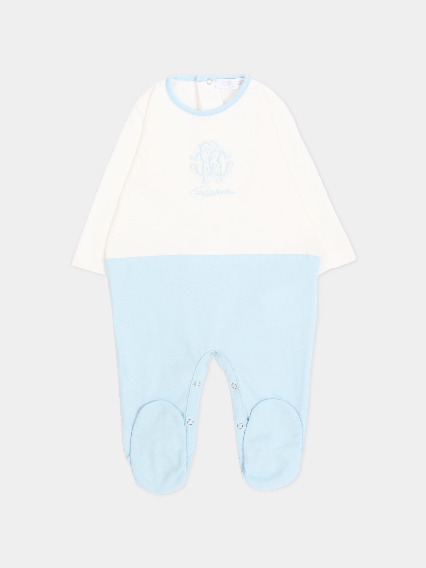 Set tutina celeste per neonato con logo,Roberto Cavalli Kids,CLA26051TU SKYRIDE/A.