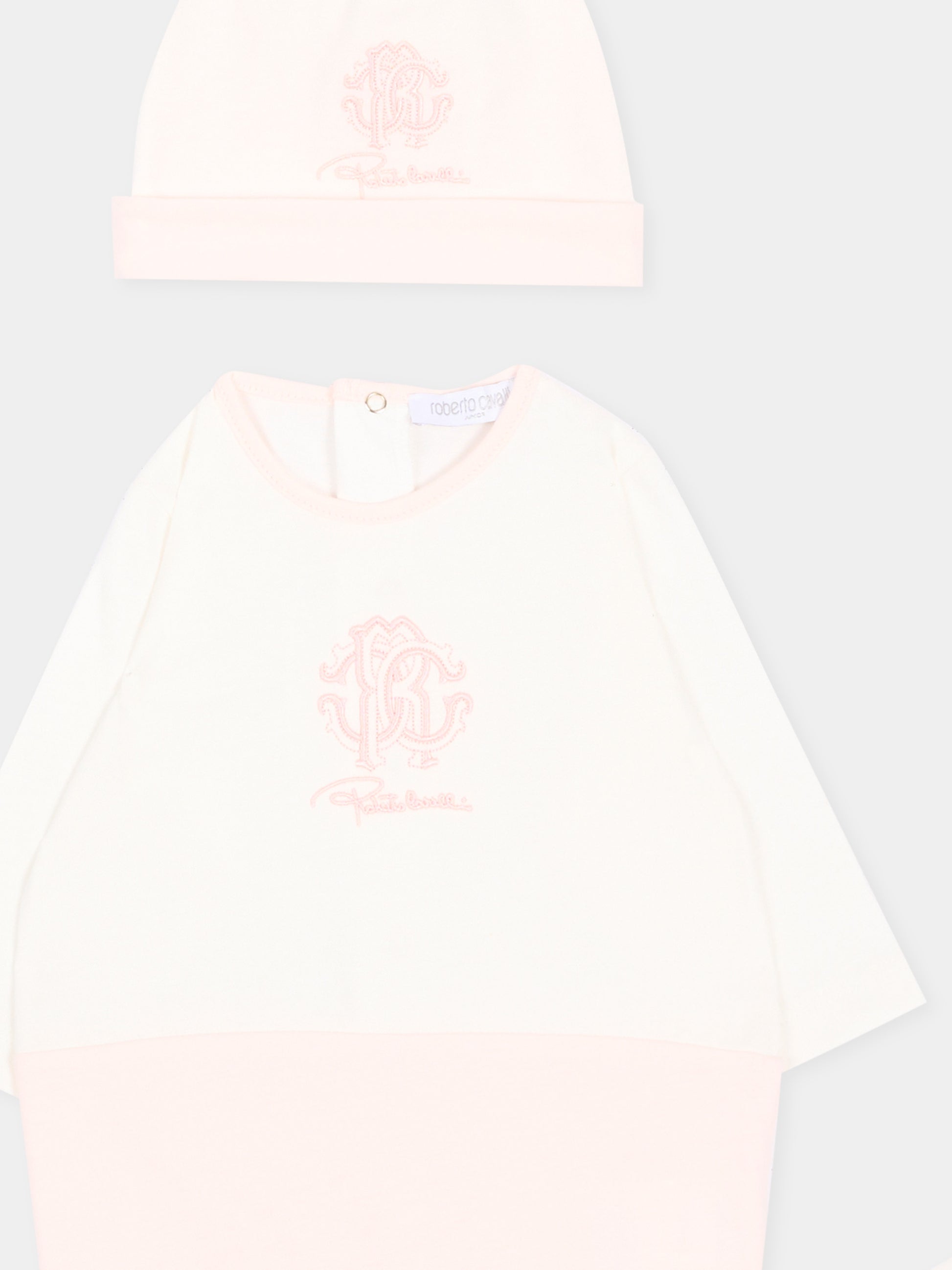 Set tutina rosa per neonata con logo,Roberto Cavalli Kids,CLA26051TU PINK_H/ACC