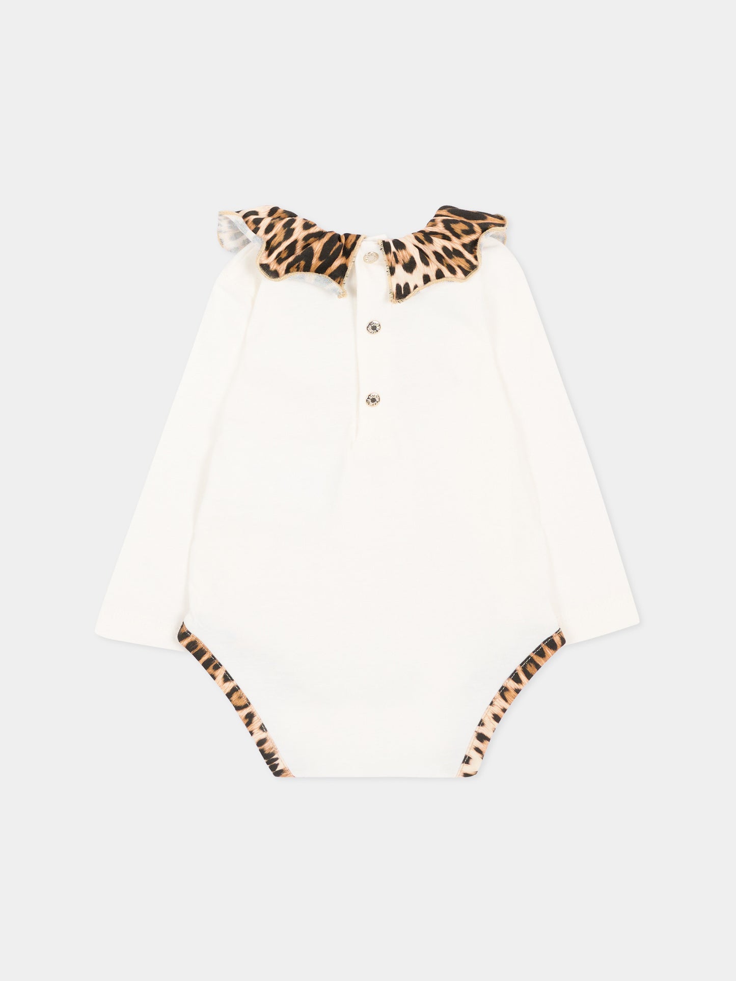 Tutina avorio animalier per neonata con logo,Roberto Cavalli Kids,CLA26016TU AVOR.CC/GN