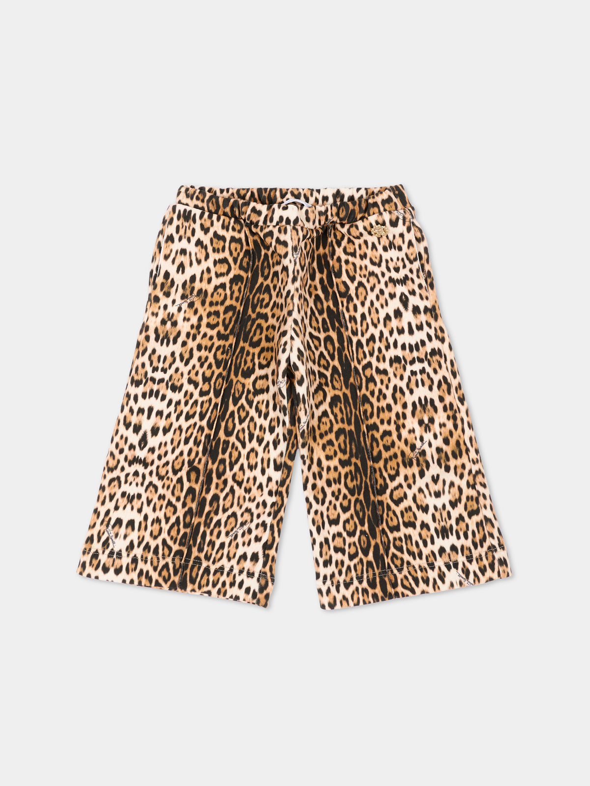 Pantalone marrone animalier per neonata,Roberto Cavalli Kids,CIA26045PA GIAG.NATUR
