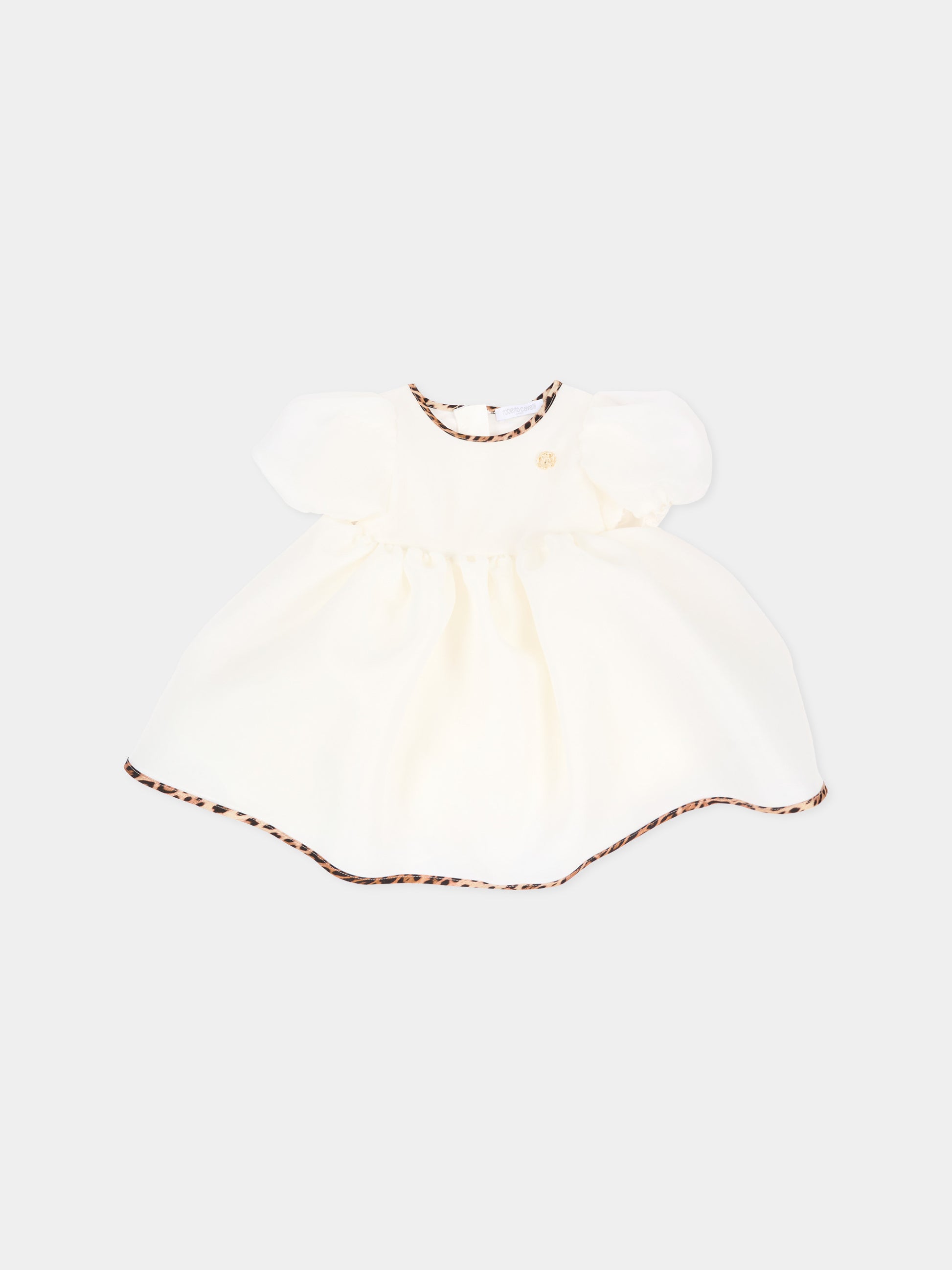 Abito elegante avorio per neonata profili animalier,Roberto Cavalli Kids,CIA26015VE AVOR.CC/GN