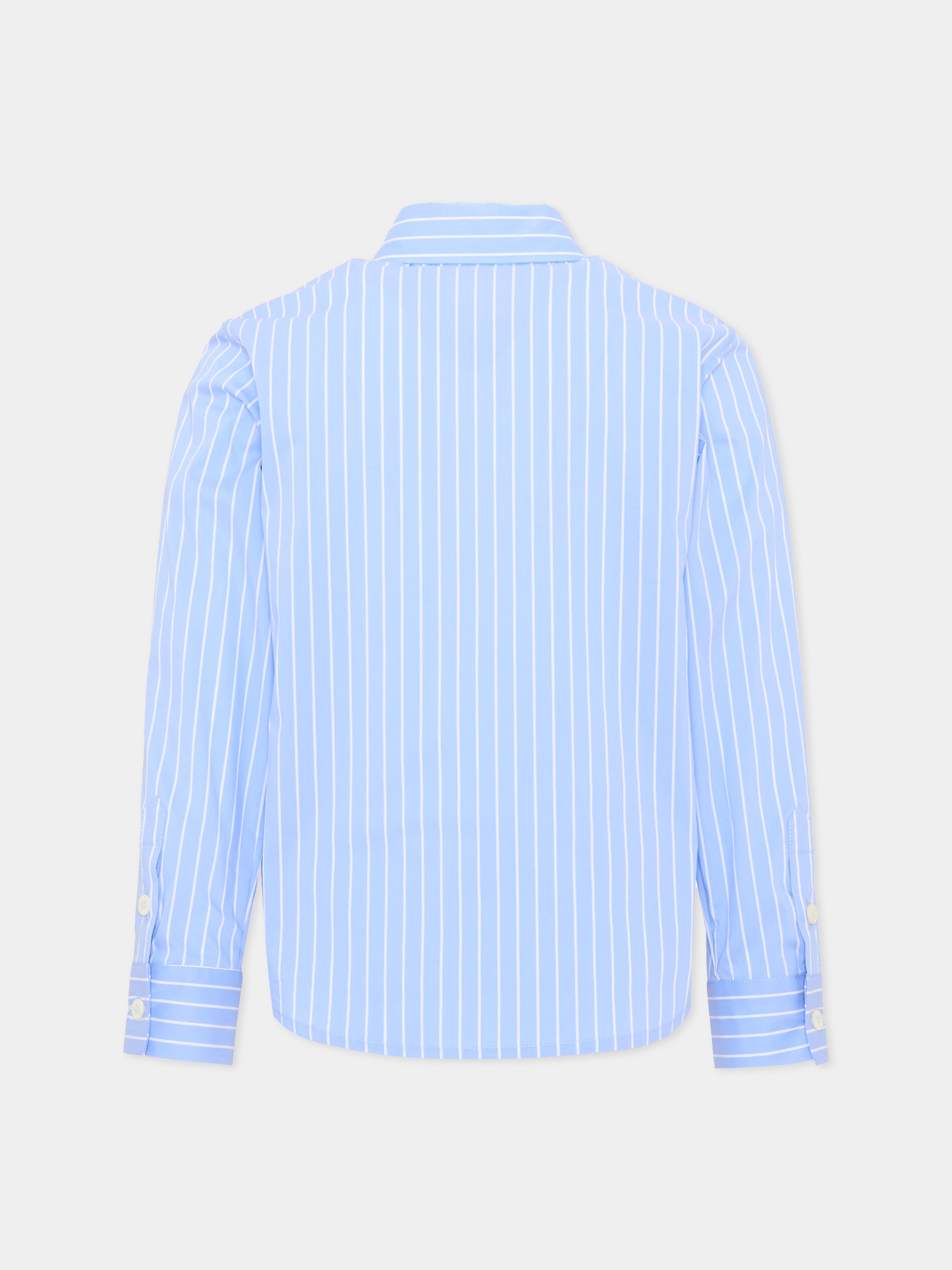 Camicia a manica lunga azzurra per bambino rigata,Roberto Cavalli Kids,CBA26017CA WHITE/SK/B