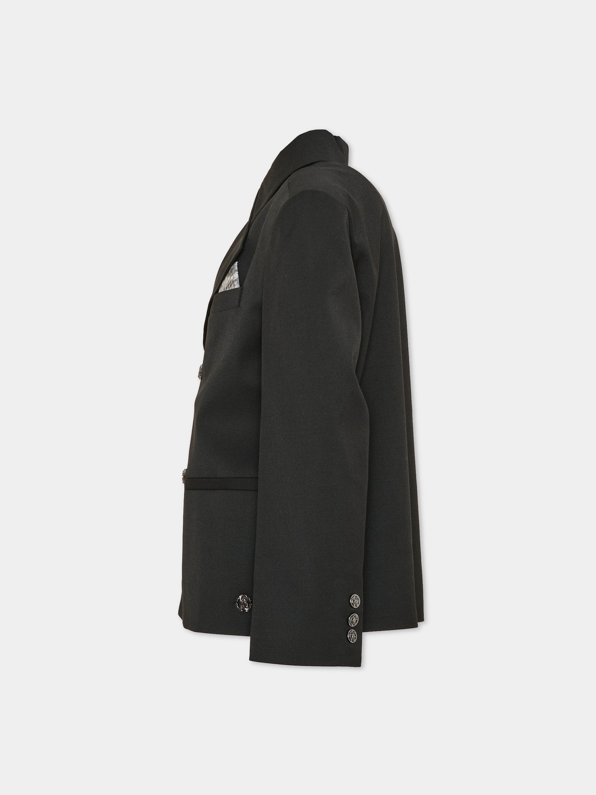 Giacca nera per bambino doppiopetto,Roberto Cavalli Kids,CBA26062GC BLACK/P.G.