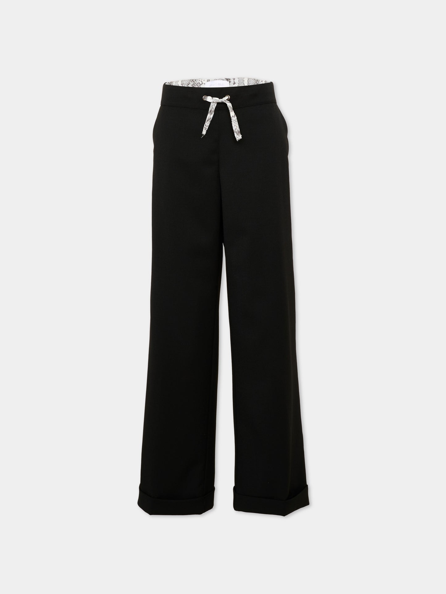 Pantalone nero per bambino con coulisse,Roberto Cavalli Kids,CBA26060PA BLACK/P.G.