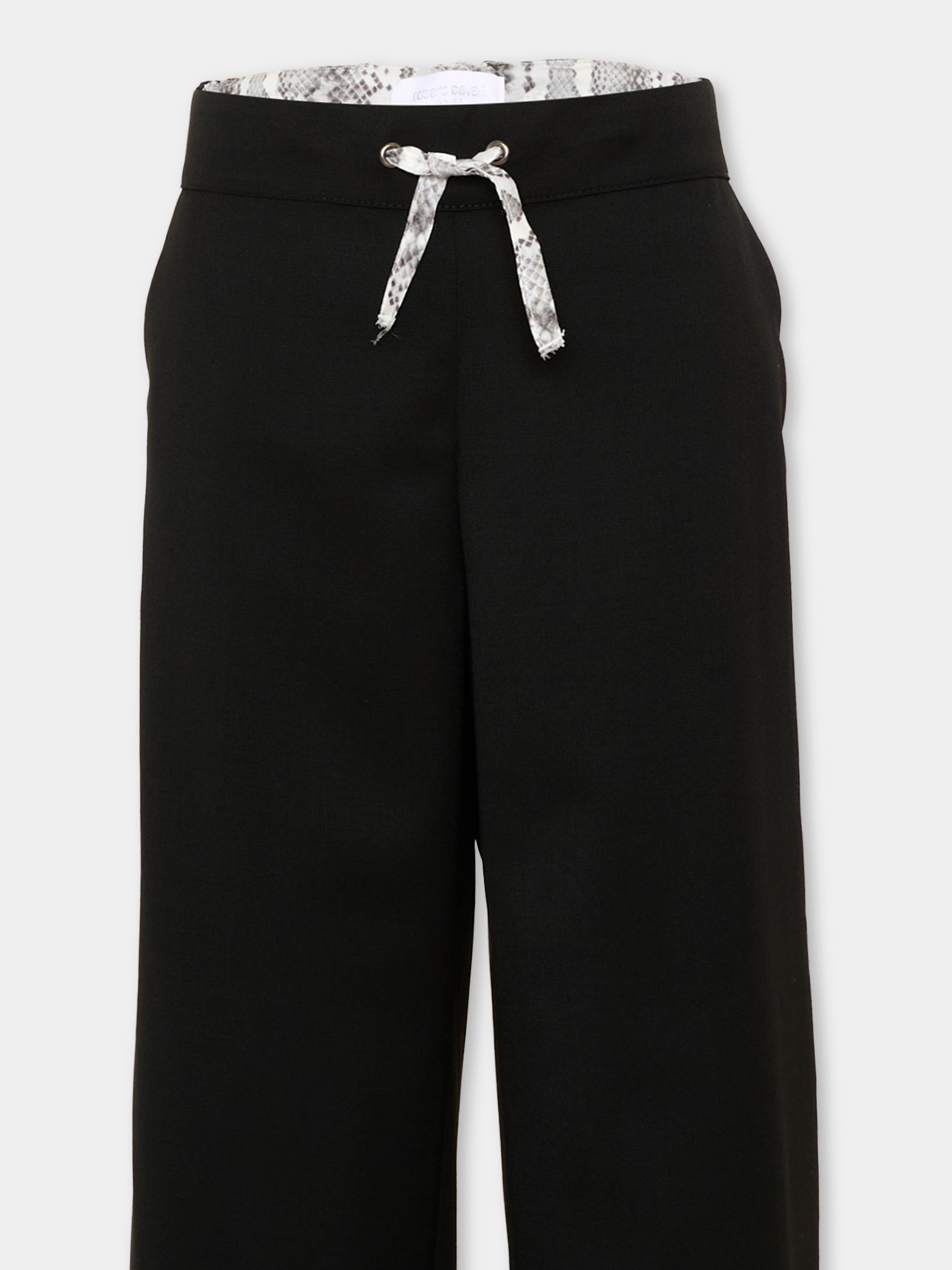 Pantalone nero per bambino con coulisse,Roberto Cavalli Kids,CBA26060PA BLACK/P.G.