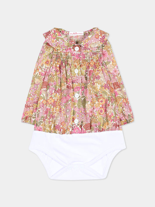 Camicia a manica lunga rosa Liberty per neonata,Pesciolino Rosso,CMBD 04 S 263
