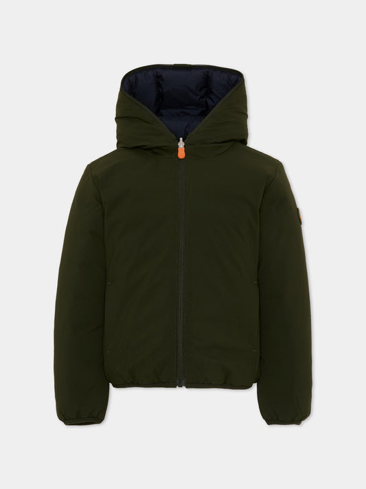 Piumino Oliver verde per bambini con logo,Save The Duck Kids,J33600B MATT21 50071