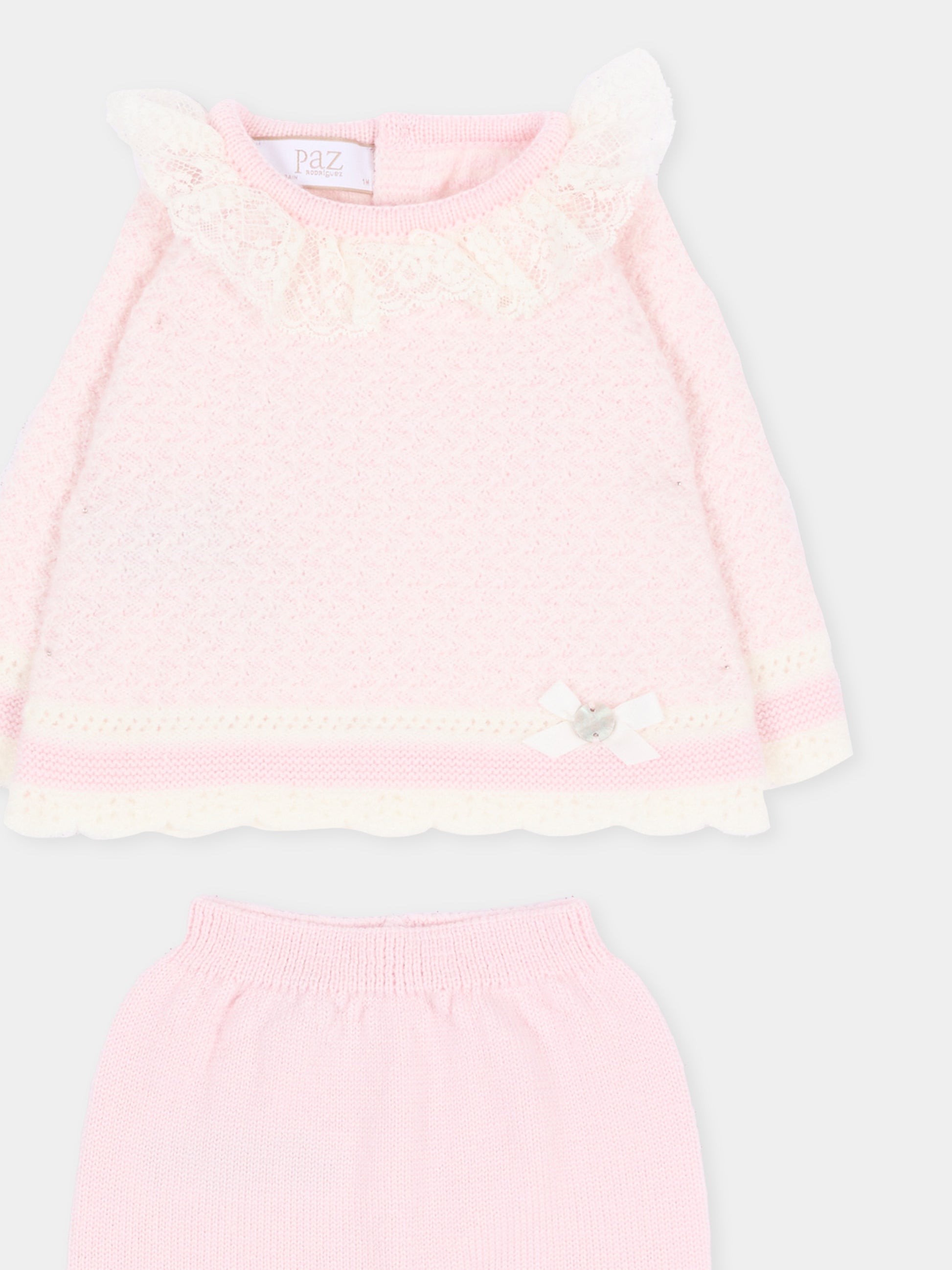Completo nascita rosa per neonata in maglia,Paz Rodríguez,103 114210 3060 H56