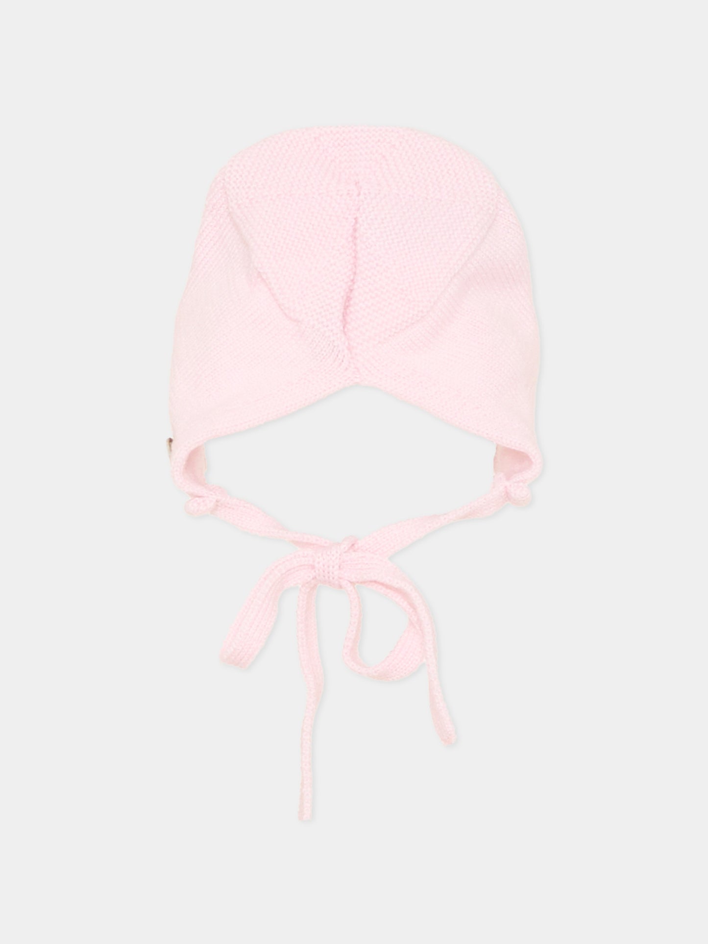 Cuffia rosa con laccetti per neonata,Paz Rodríguez,011 113396 30 H56