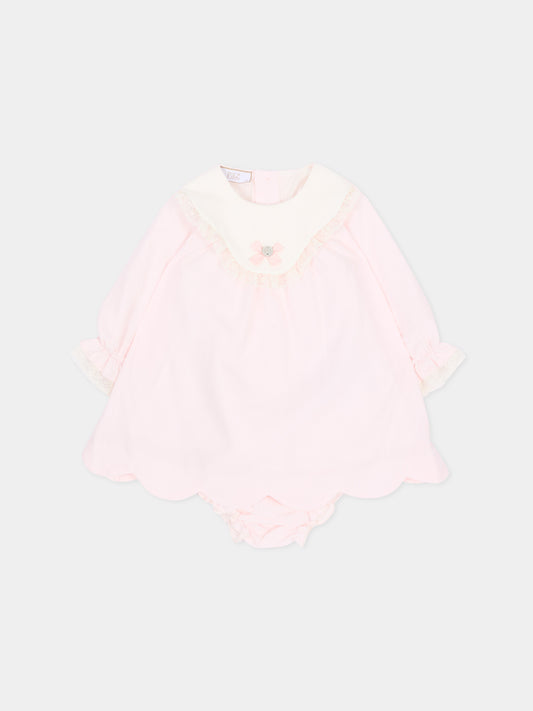 Abito elegante rosa per neonata con pizzo,Paz Rodríguez,104 154222 30 T2153