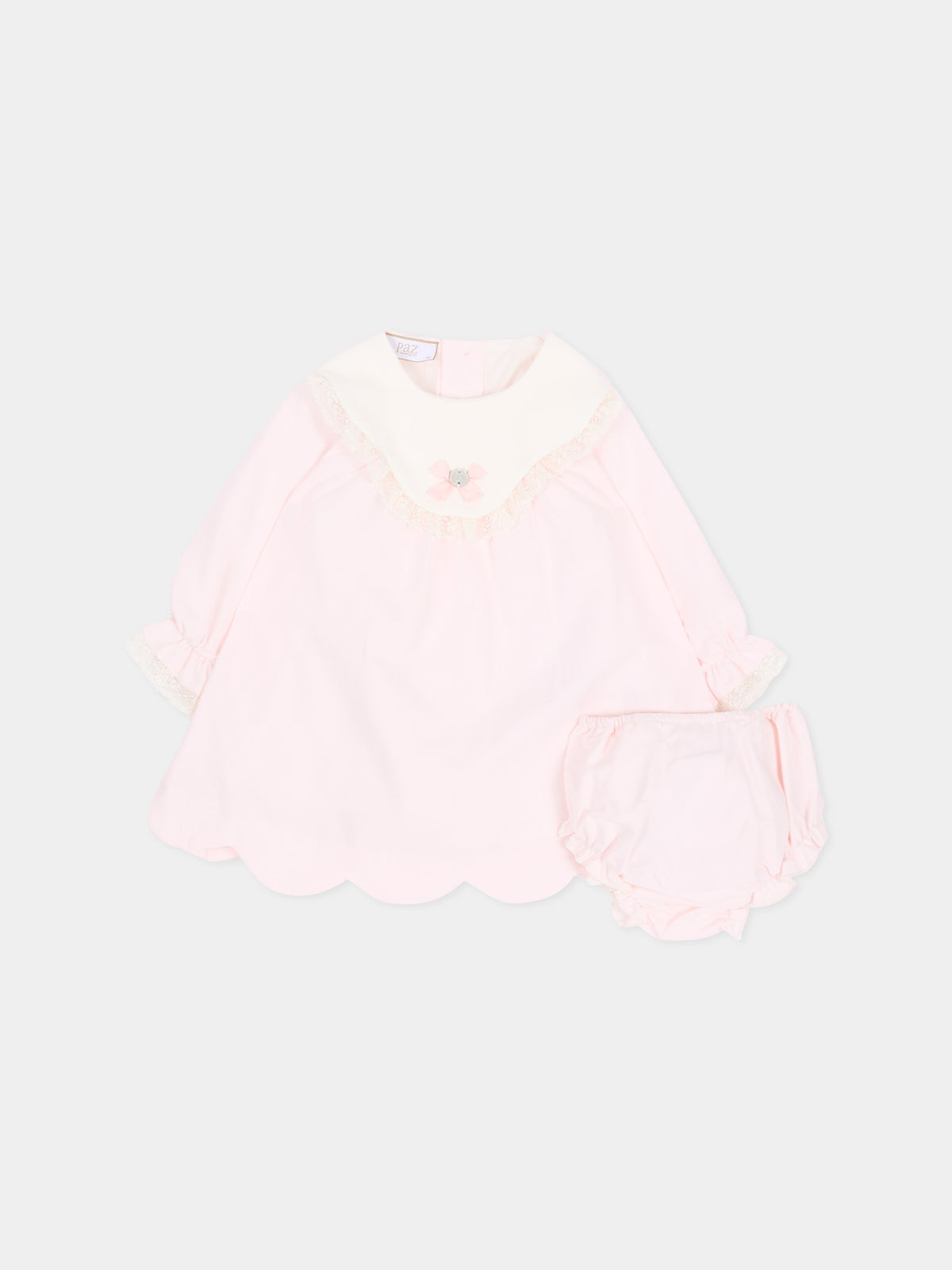 Abito elegante rosa per neonata con pizzo,Paz Rodríguez,104 154222 30 T2153