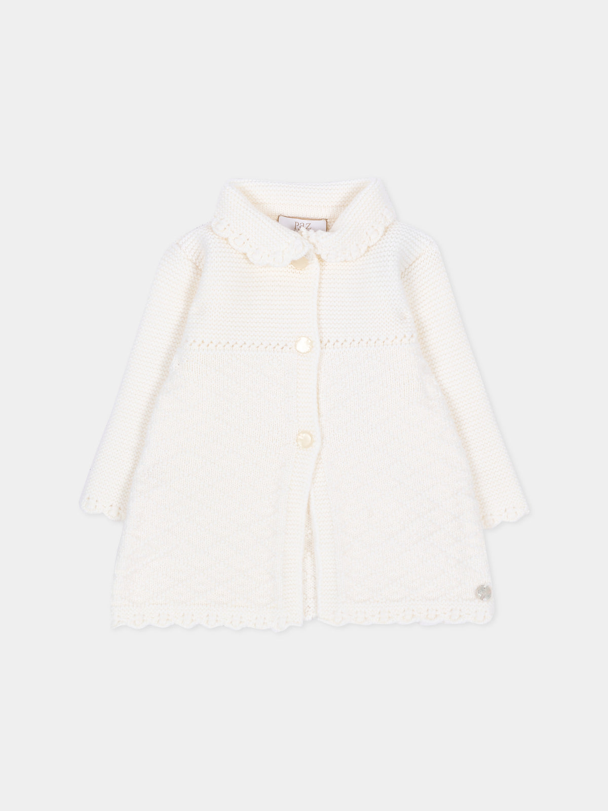 Cappotto avorio per neonata in maglia,Paz Rodríguez,009 114026 60 H56