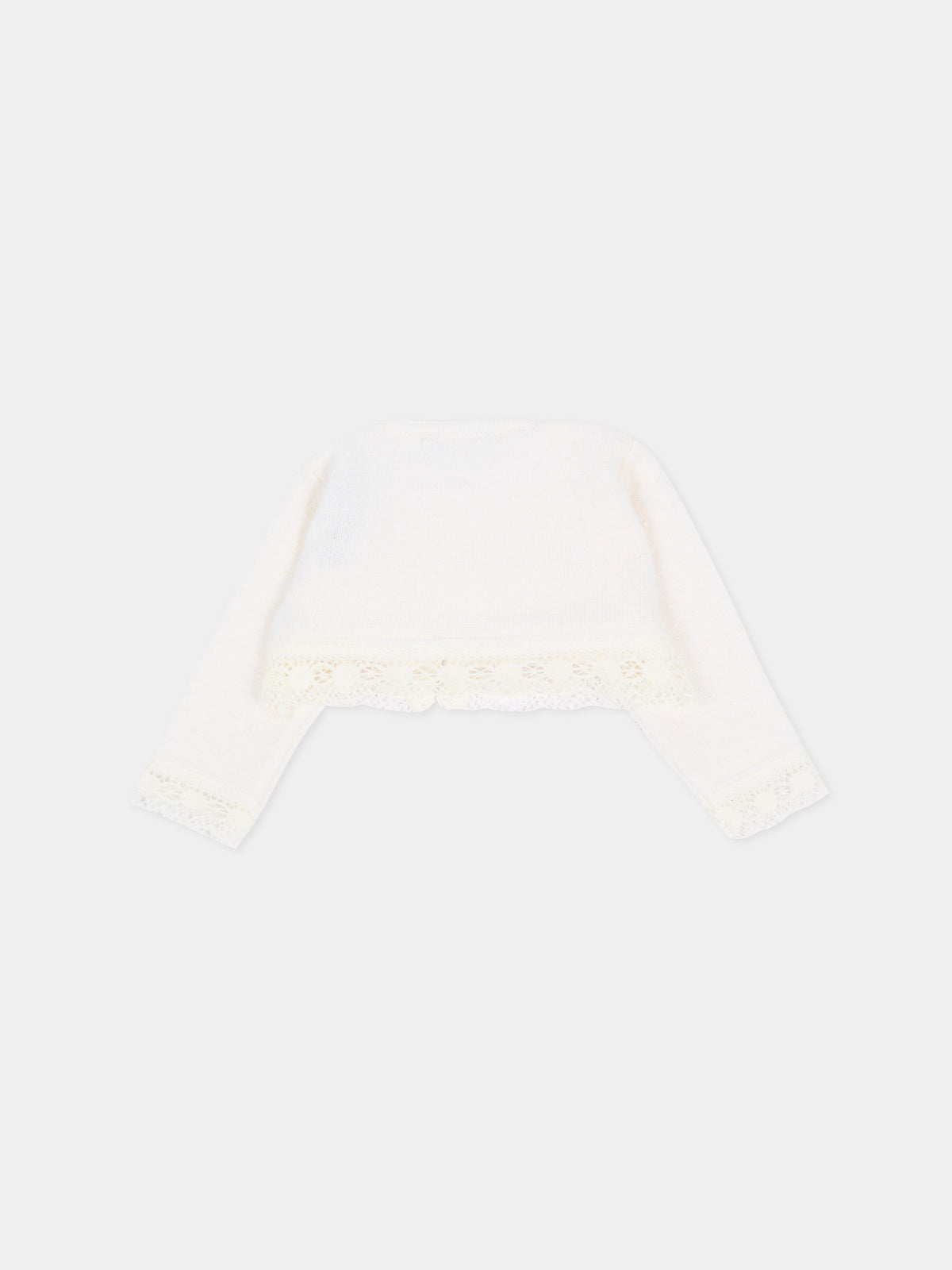 Cardigan avorio per neonata in maglia,Paz Rodríguez,001 114022 6060 H56
