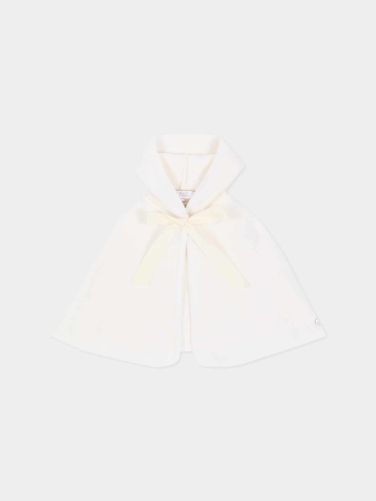 Cappa avorio in maglia per neonata con fiocco,Paz Rodríguez,019 111855 60 H56