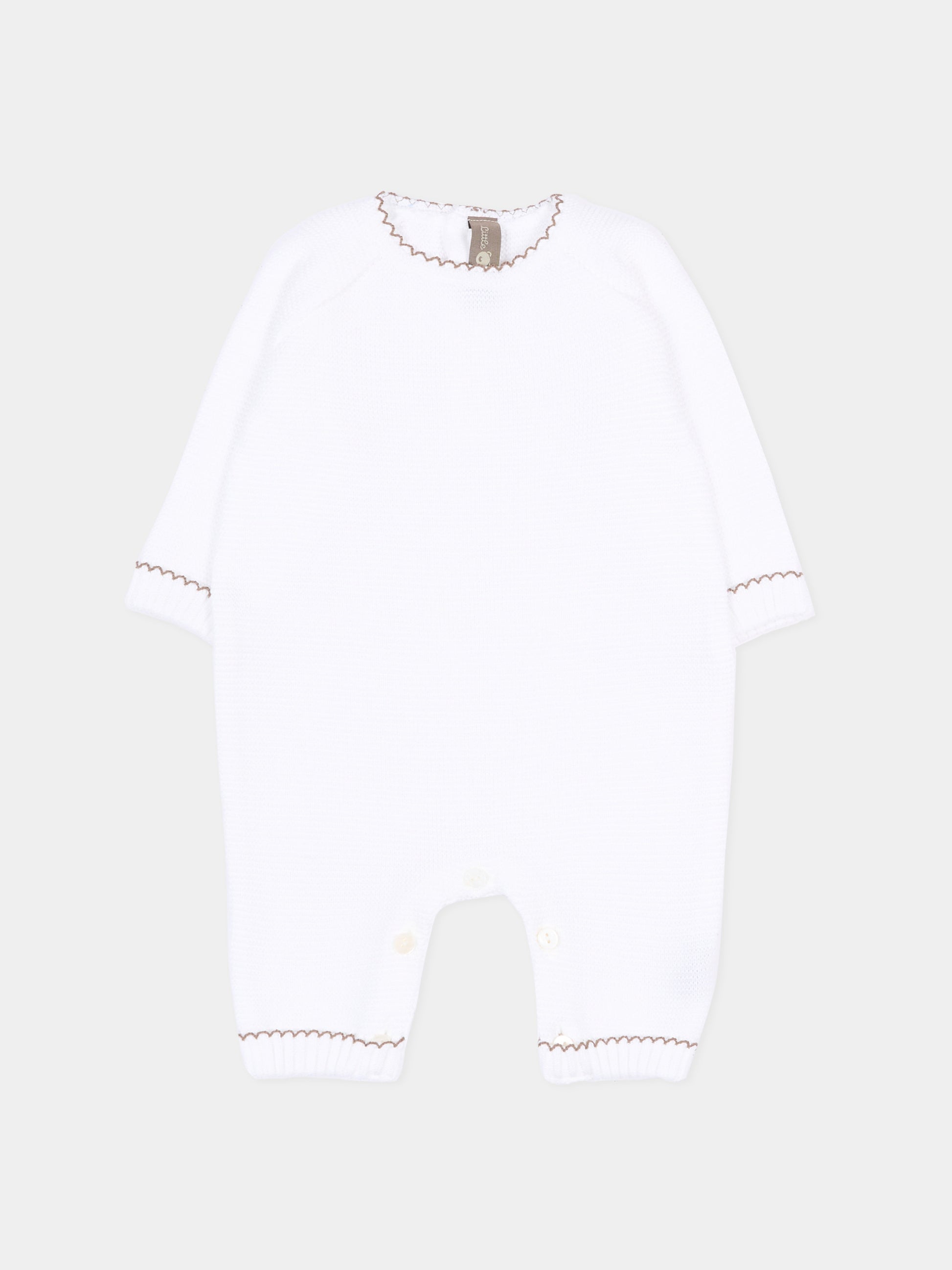 Tutina bianca per neonati in maglia,Little Bear,3103 BCO/CACAO
