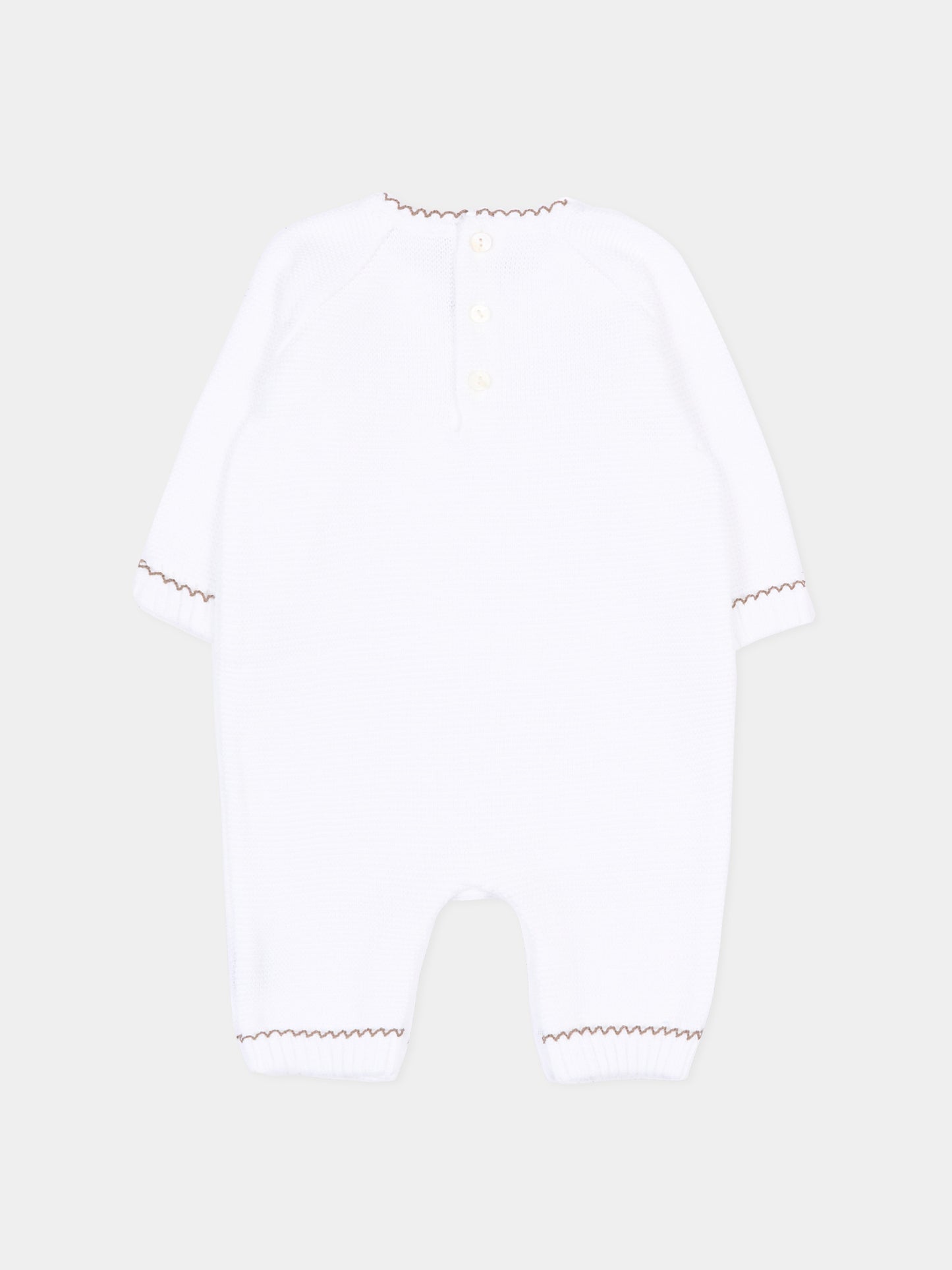 Tutina bianca per neonati in maglia,Little Bear,3103 BCO/CACAO