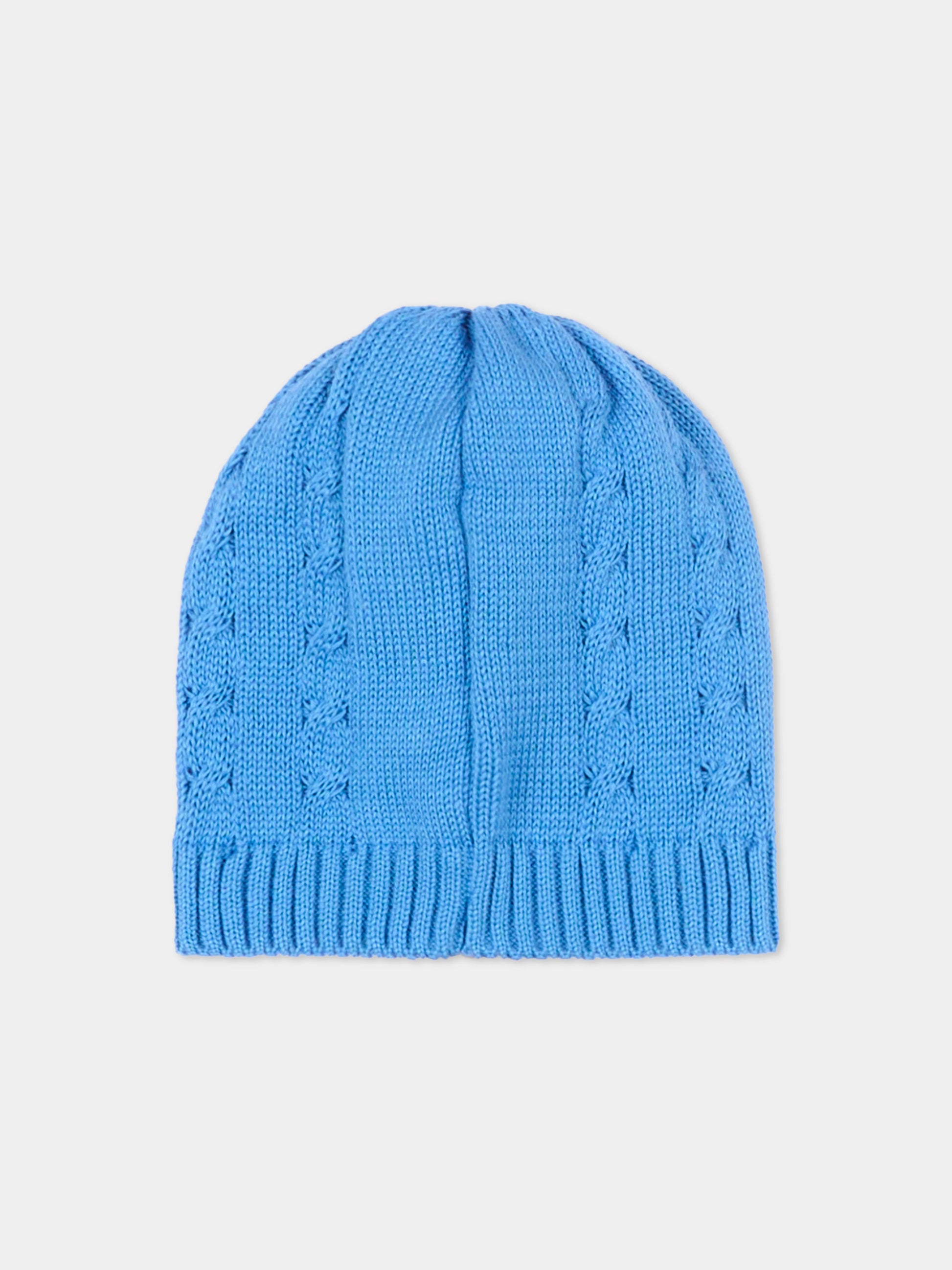 Cappellino azzurro per neonato a trecce,Little Bear,3112 AZZURRO