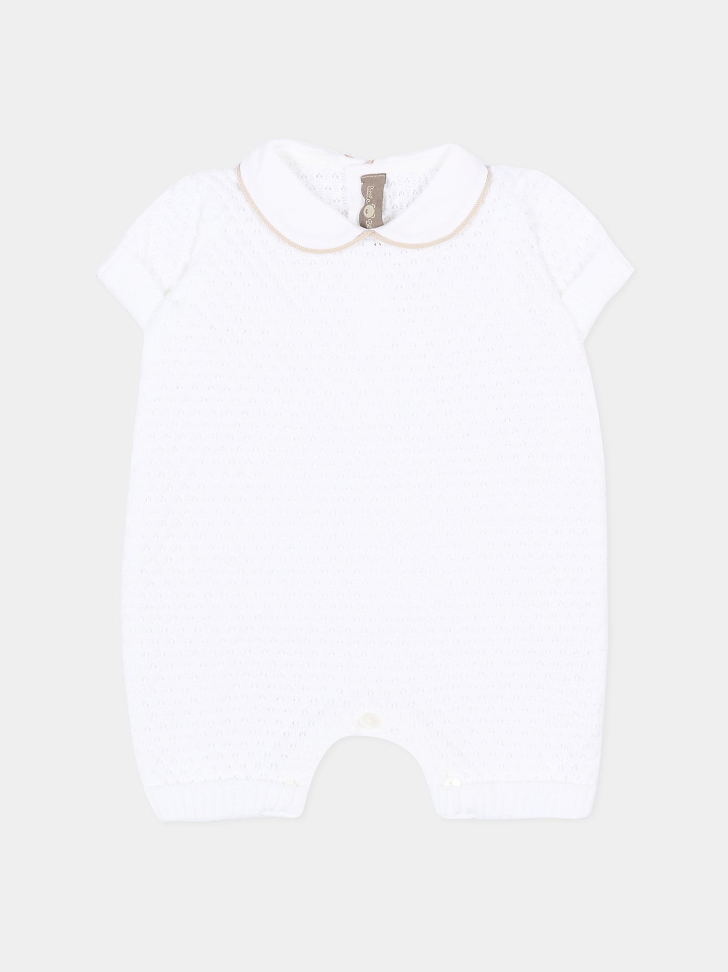 Pagliaccetto bianco per neonati traforato,Little Bear,3114 BIANCO/CORDA