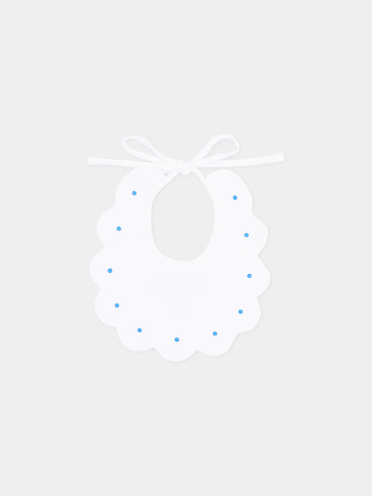 Bavaglino bianco per neonato con pois azzurri,Little Bear,2042 BCO/AZZURRO