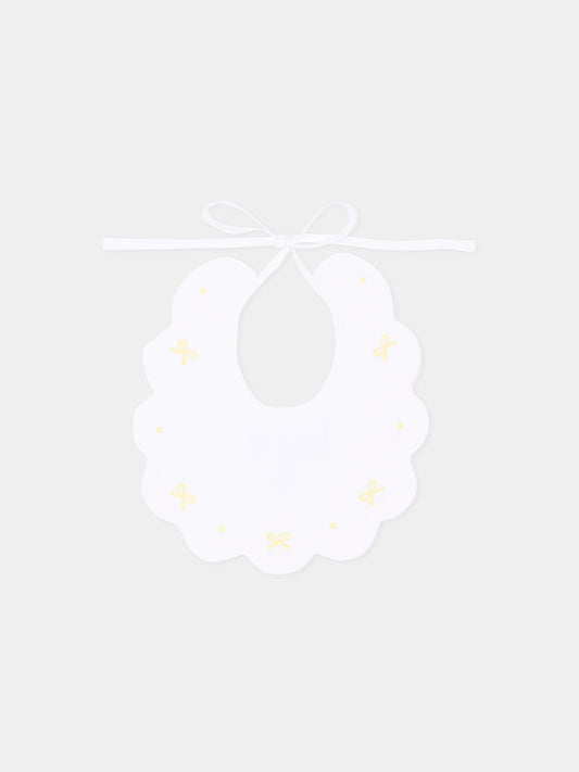 Bavaglino bianco per neonato con fiocchi,Little Bear,2043 BCO/GIALLO