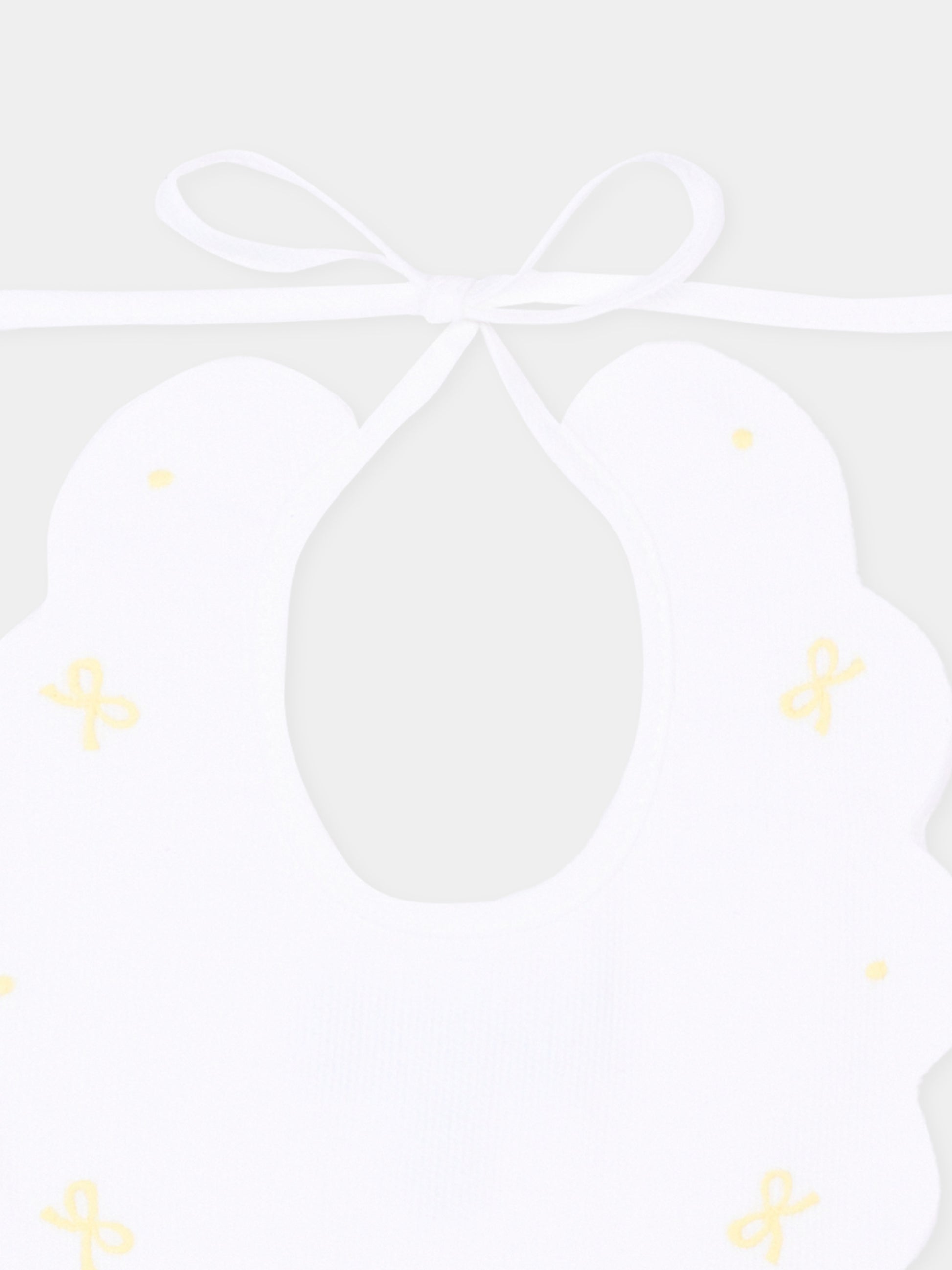 Bavaglino bianco per neonato con fiocchi,Little Bear,2043 BCO/GIALLO