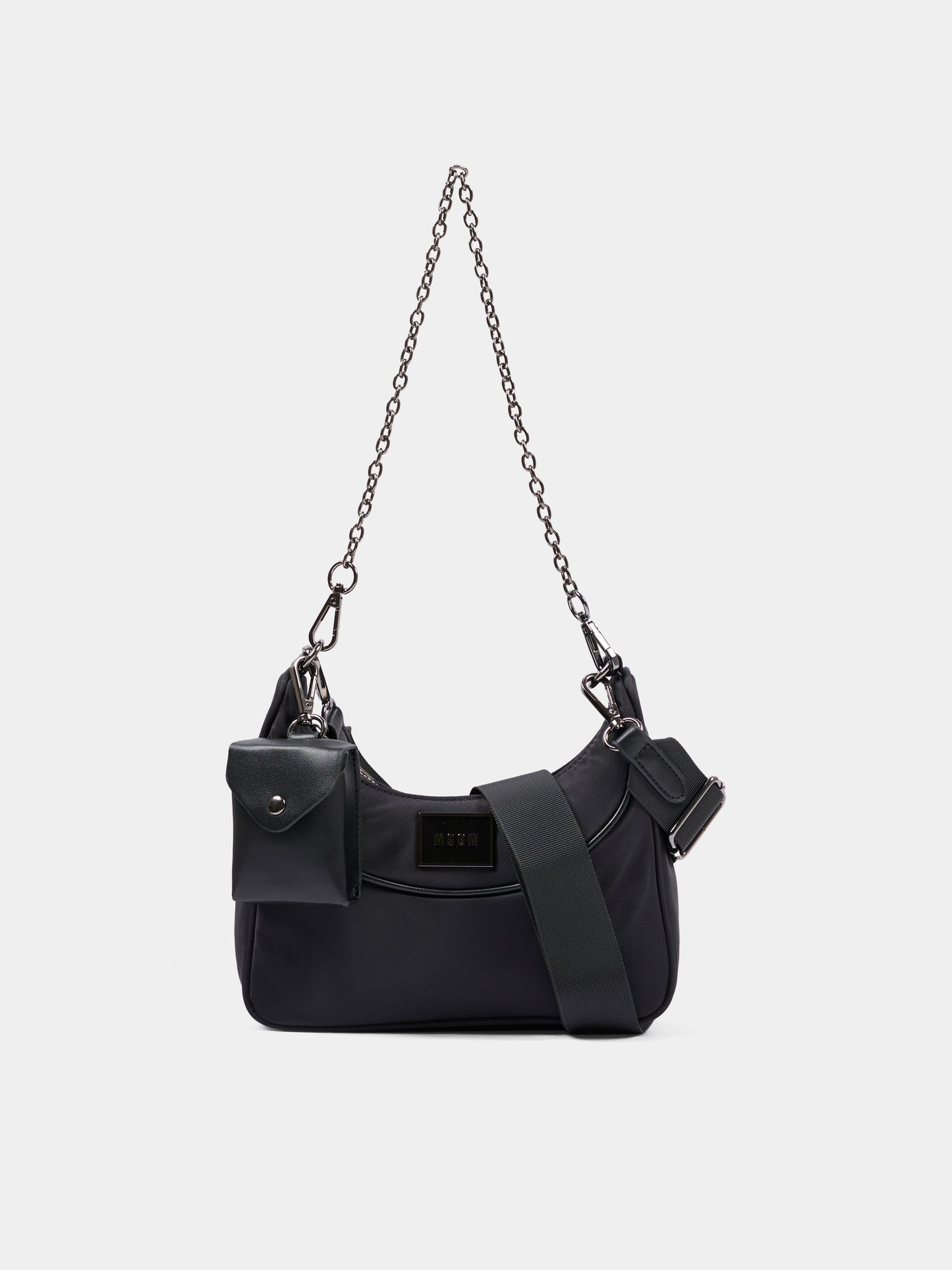 Borsa nera per bambina con logo,Msgm Kids,F6MSJGBA178 110