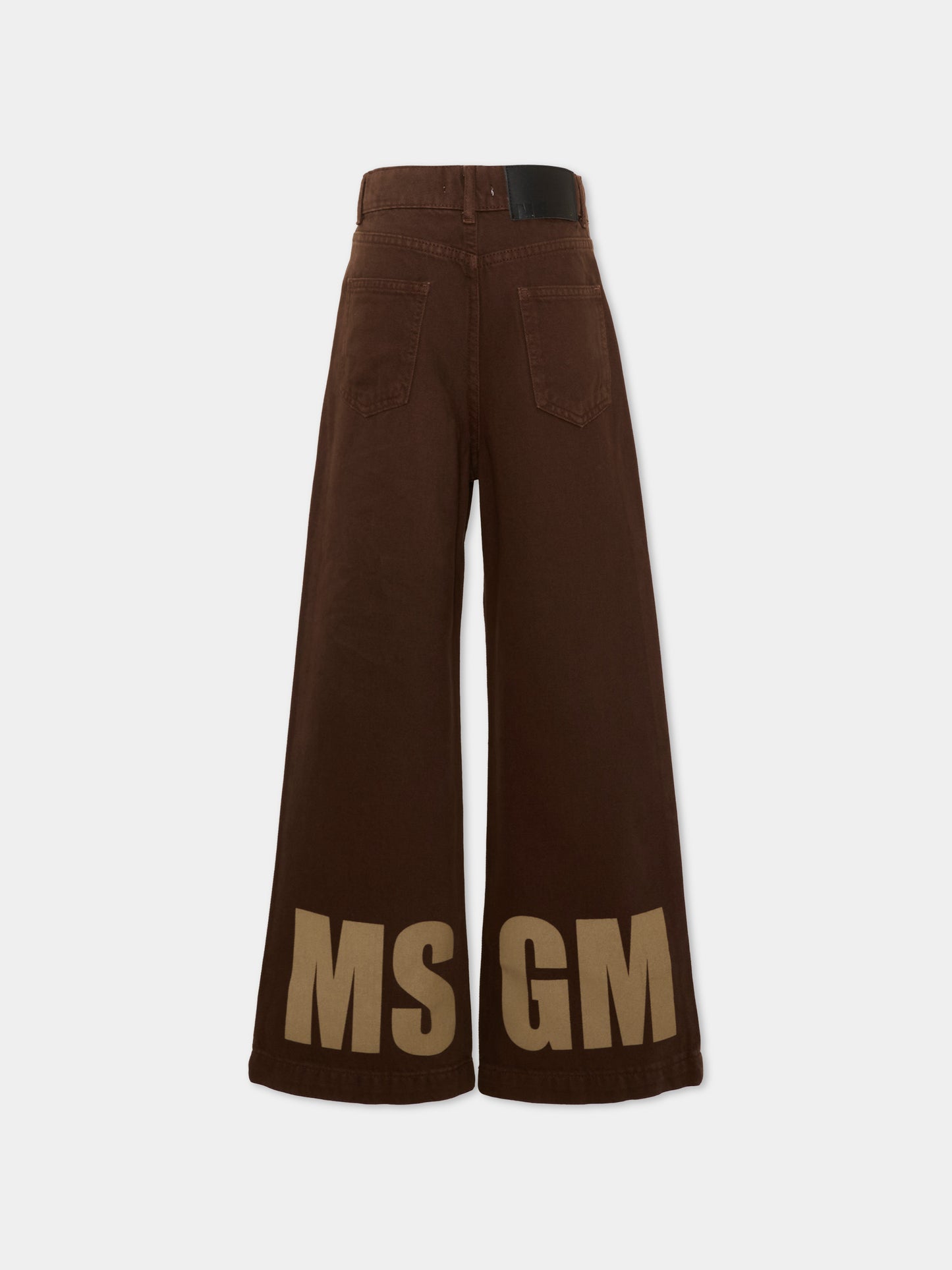 Jeans marrone per bambina con logo,Msgm Kids,F6MSJGDP051 110