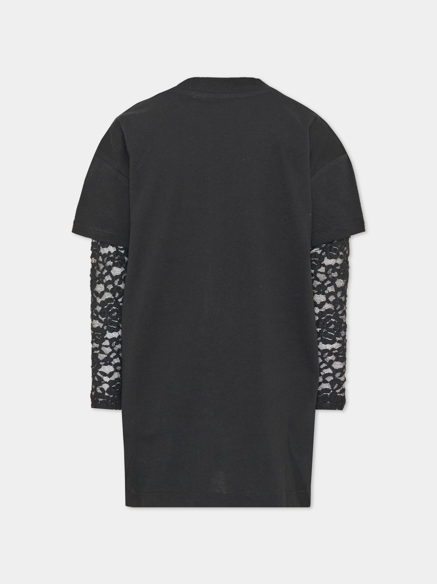 Vestito nero per bambina con logo,Msgm Kids,F6MSJGDR131 110