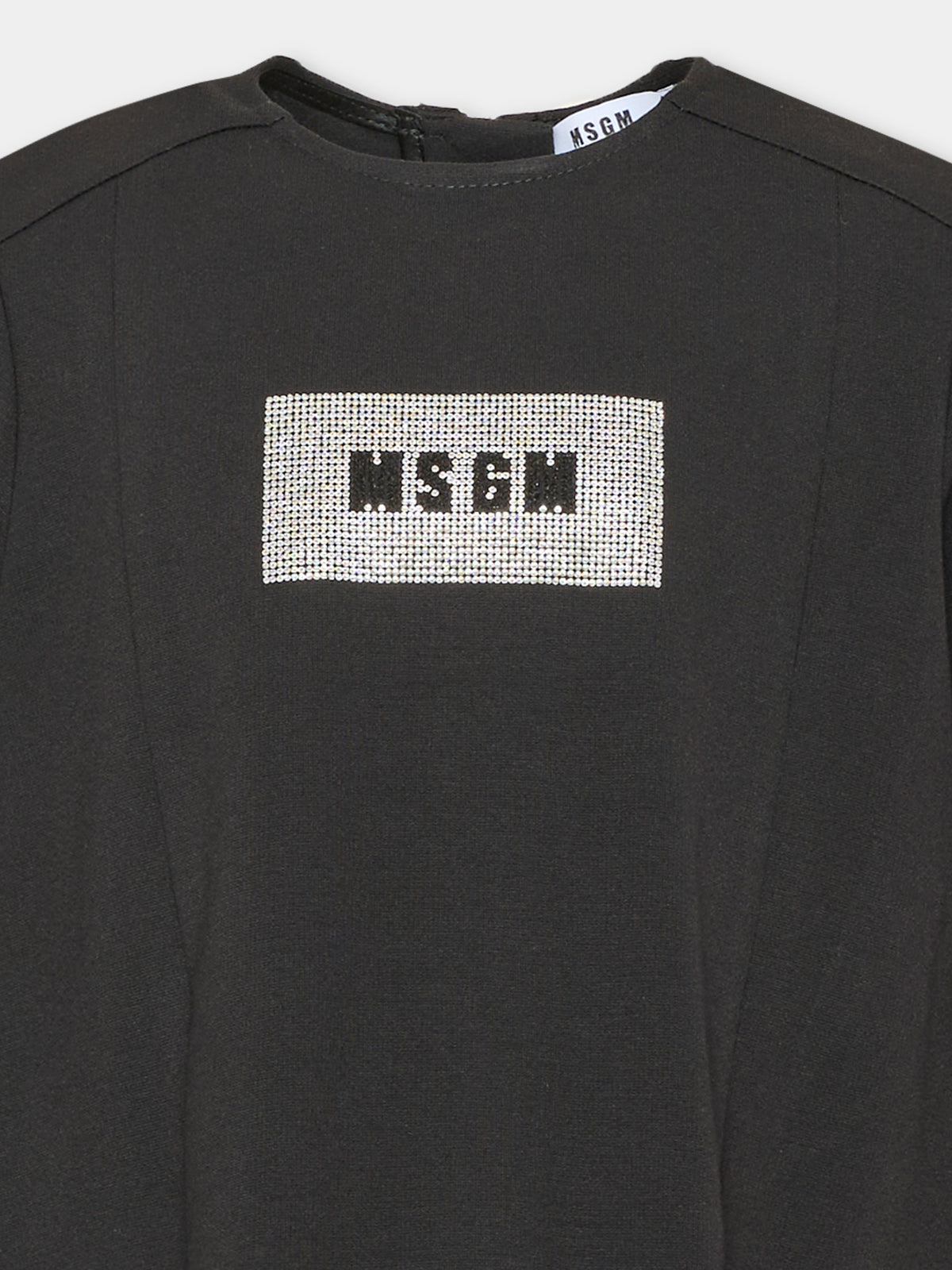 Vestito a manica lunga nero per bambina con logo,Msgm Kids,F6MSJGDR325 110