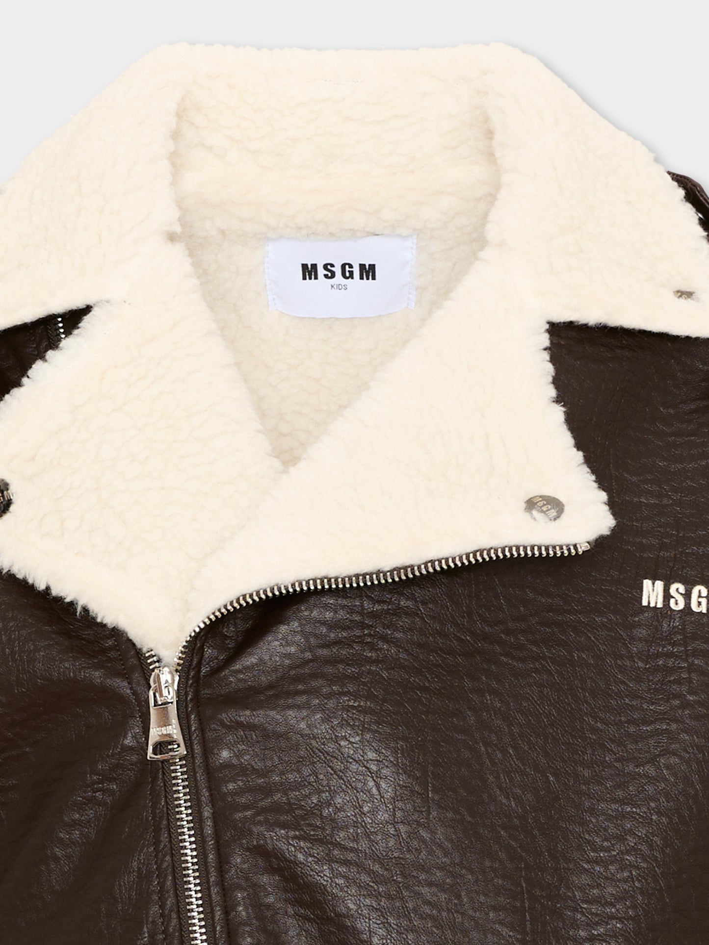 Ecopelliccia marrone per bambina,Msgm Kids,F6MSJGJK083 943