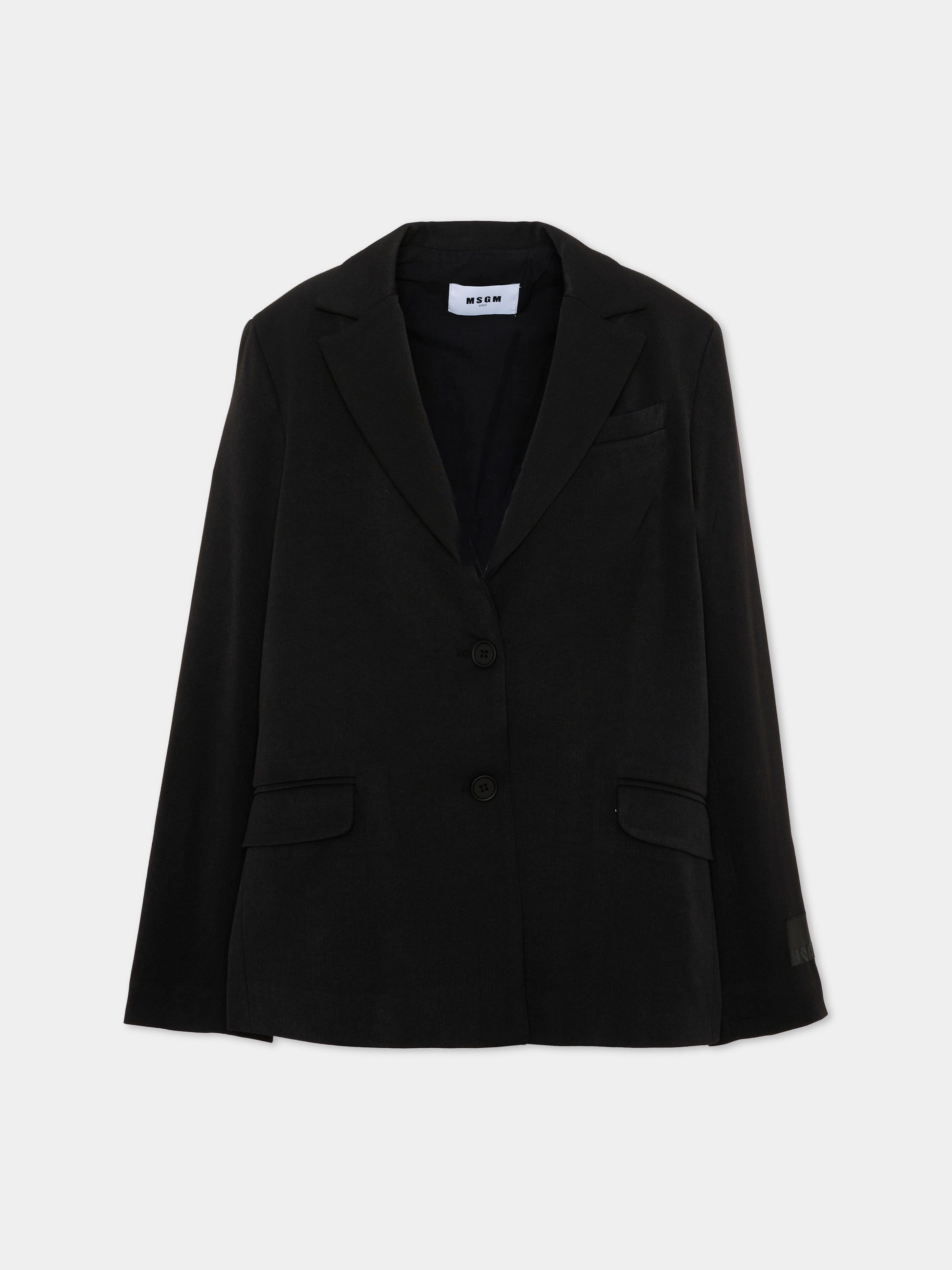 Giacca nera per bambina con logo,Msgm Kids,F6MSJGJK100 110