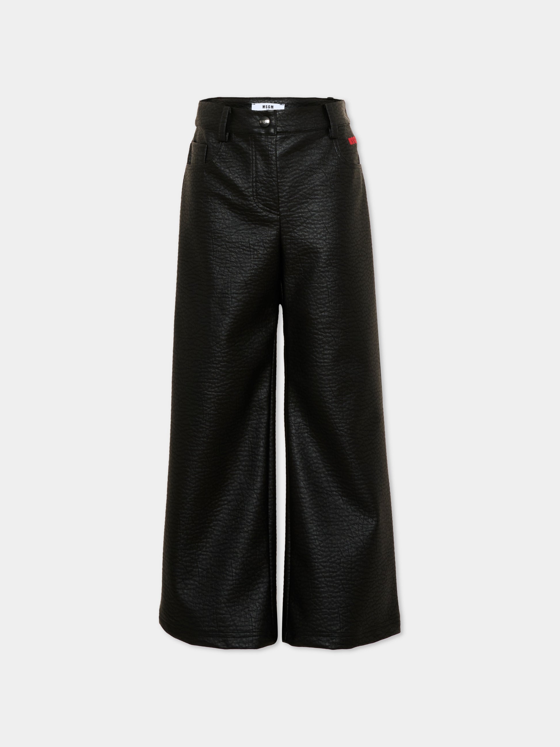 Pantalone nero per bambina con logo,Msgm Kids,F6MSJGPA125 110