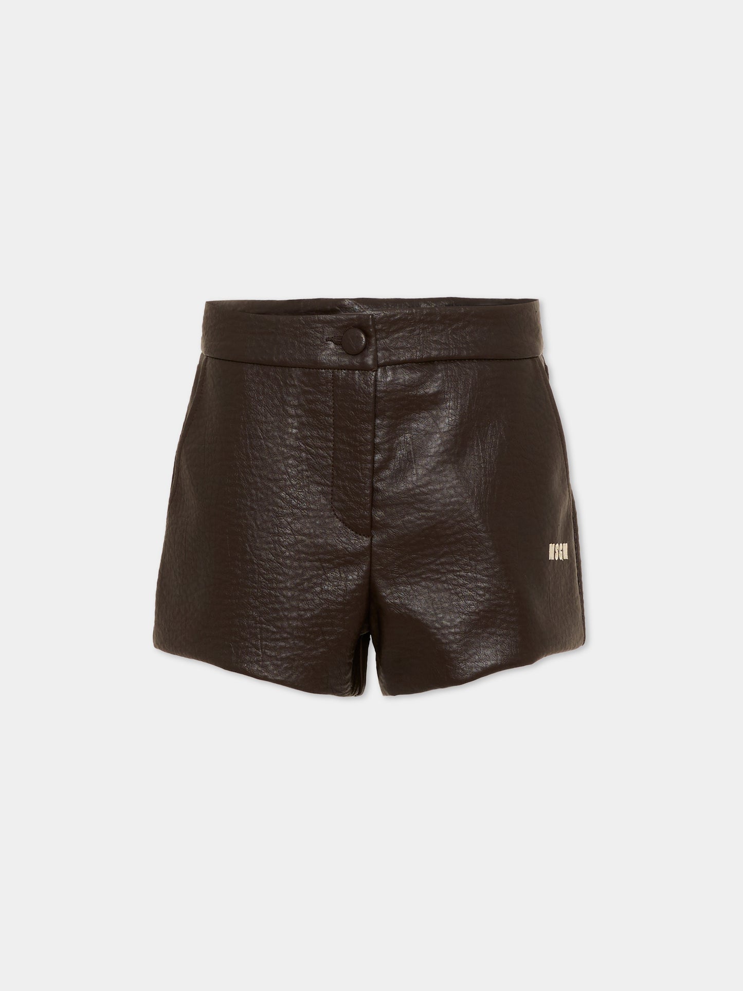 Shorts marrone per bambina con logo,Msgm Kids,F6MSJGSH080 943