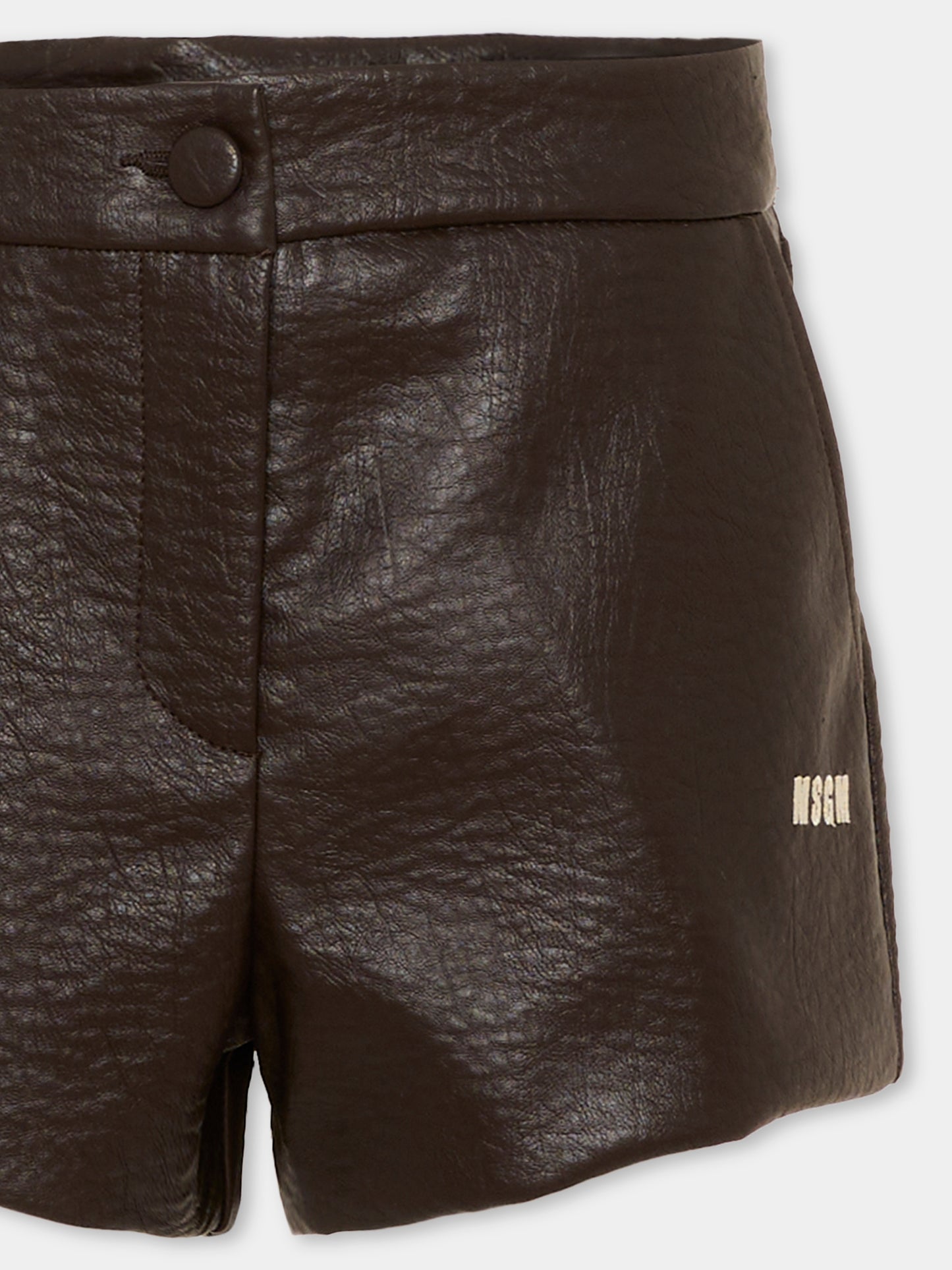 Shorts marrone per bambina con logo,Msgm Kids,F6MSJGSH080 943