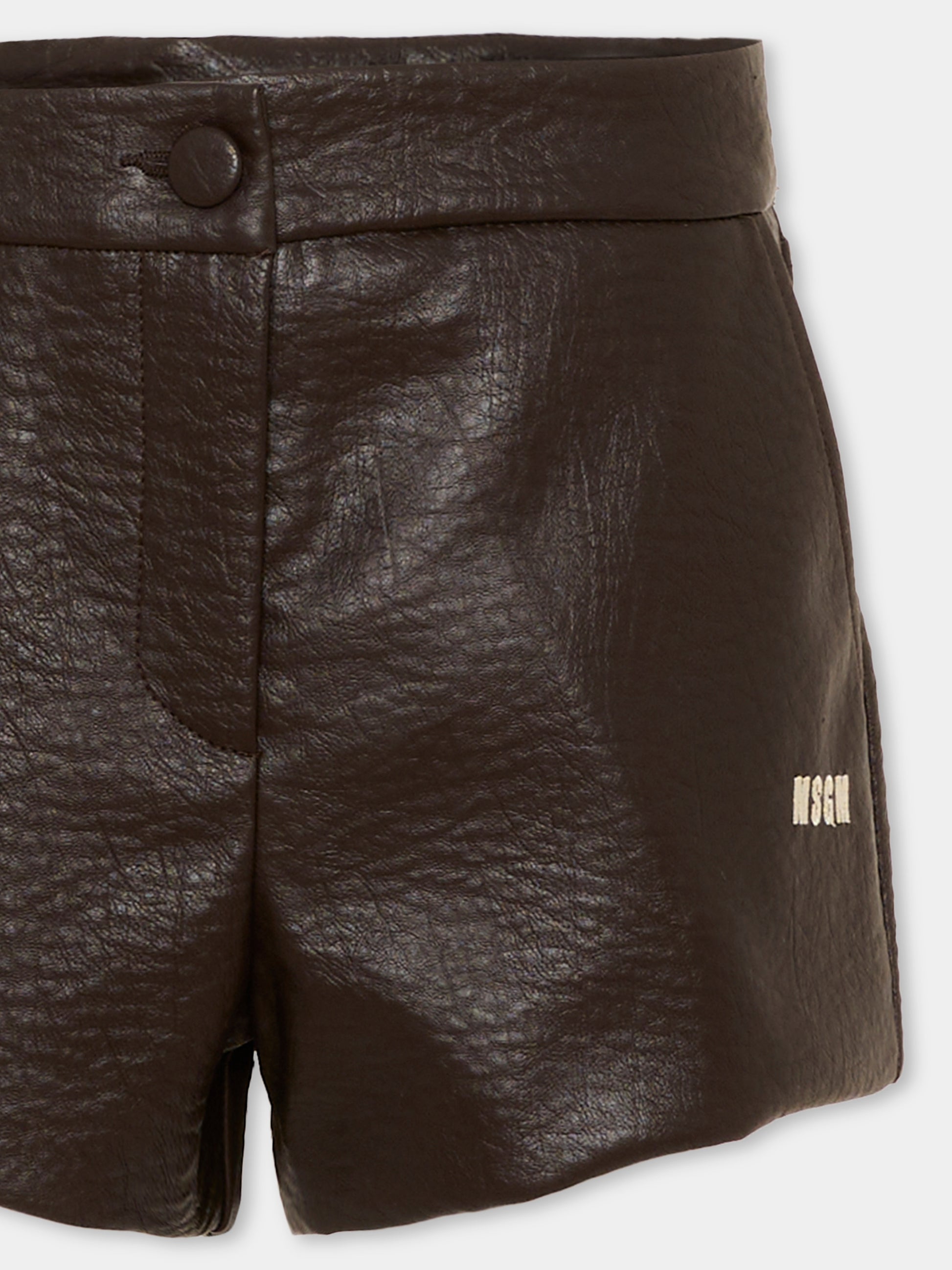 Shorts marrone per bambina con logo,Msgm Kids,F6MSJGSH080 943