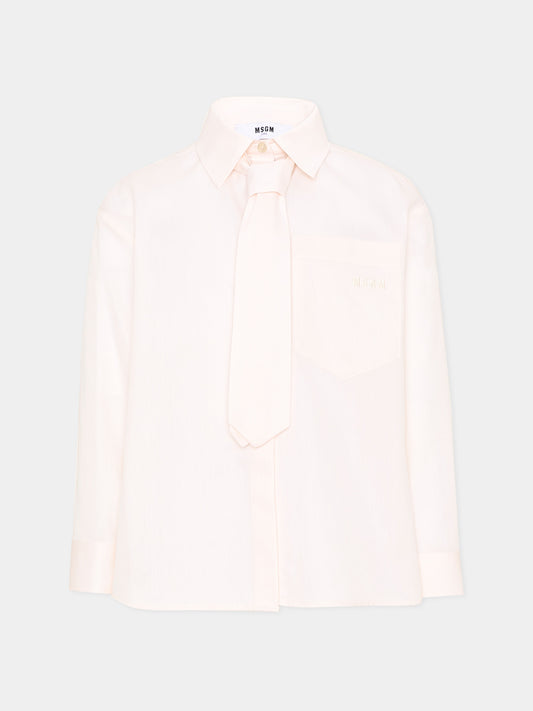Camicia avorio con cravatta per bambina,Msgm Kids,F6MSJGSI114 013