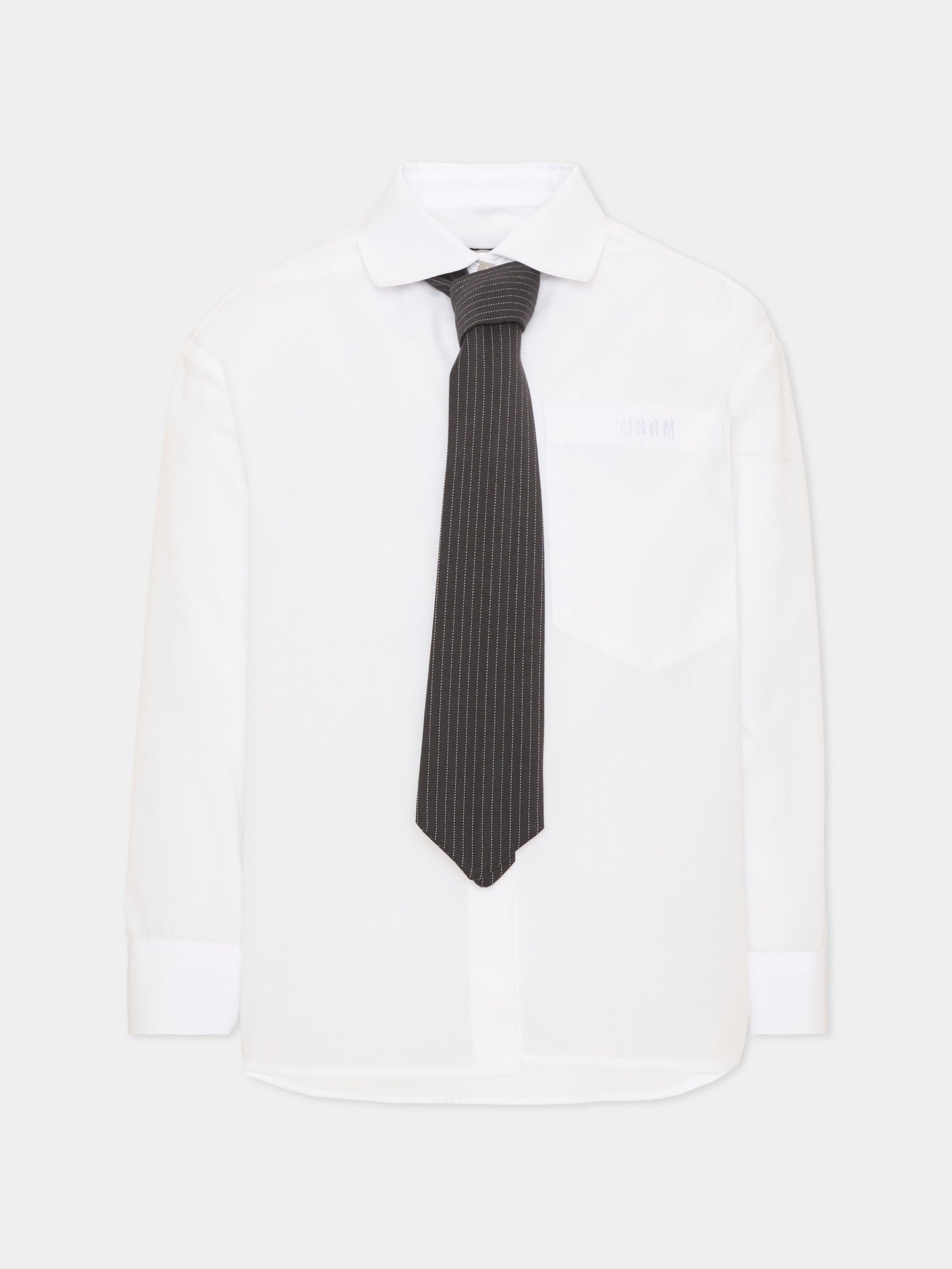 Camicia bianca per bambina con cravatta,Msgm Kids,F6MSJGSI214 001