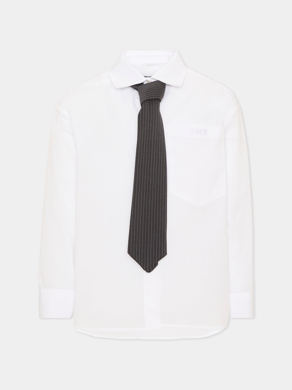 Camicia bianca per bambina con cravatta,Msgm Kids,F6MSJGSI214 001