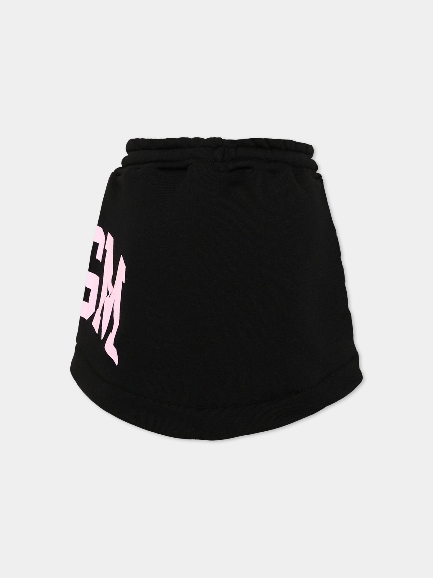 Gonna nera per bambina con logo rosa,Msgm Kids,F6MSJGSK033 110